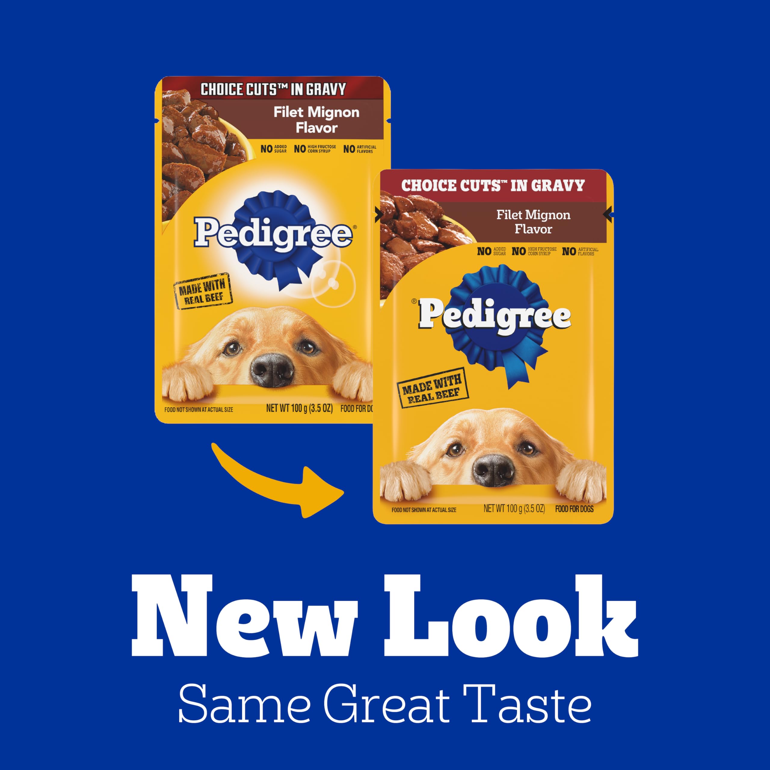 Pedigree Choice Cuts In Gravy Adult Soft Wet Dog Food, Filet Mignon Flavor, 3.5 oz Pouches, 16 Pack