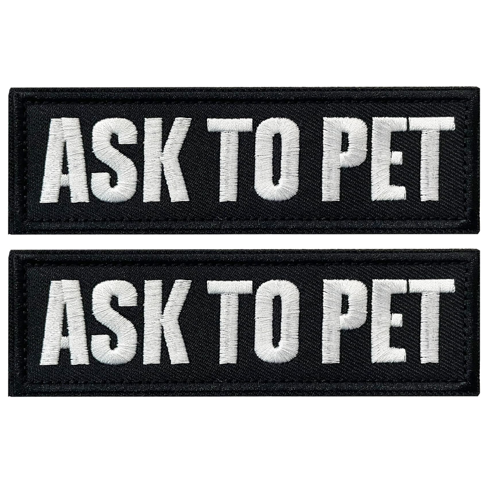 TACVEL 2 Pieces Ask to Pet Dog Patches with Hook Backing for Service Animal Vests, Harnesses