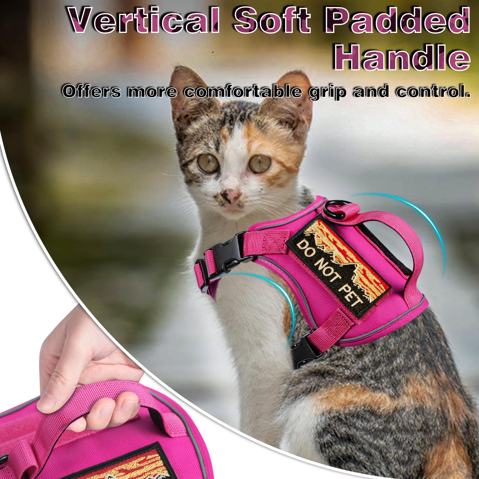 Nanappice Tactical Cat Harness For Walking, Adjustable Escape Proof Pet Vest For Large Cat,Easy Control Breathable Cat Vest With