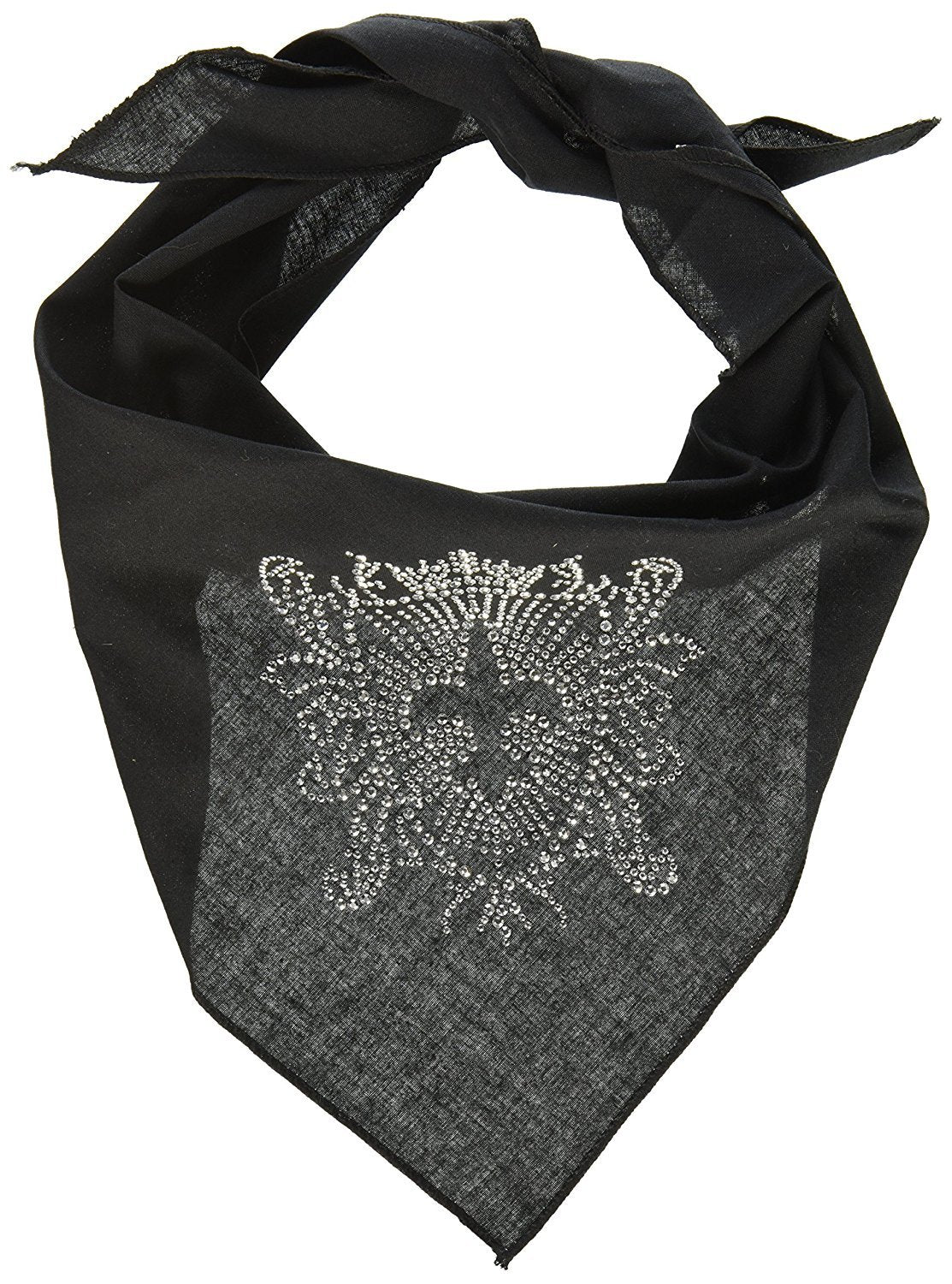 Pet and Dog Bandana Rhinestone, Fleur De Lis Shield Black Large