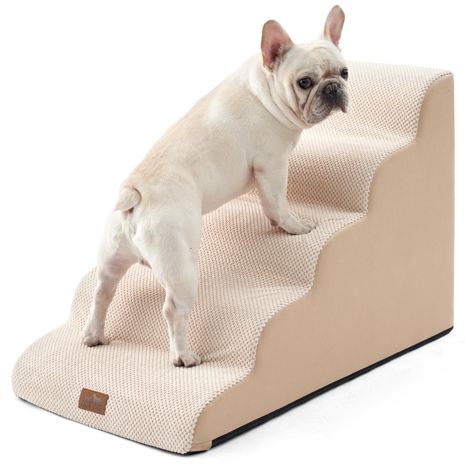 COZY KISS Wide Dog Stairs for Large Dogs 19.7  Width, Dog Step for Small Dogs, Puppy or Cat, Medium Pet Ramp for High Bed or Car