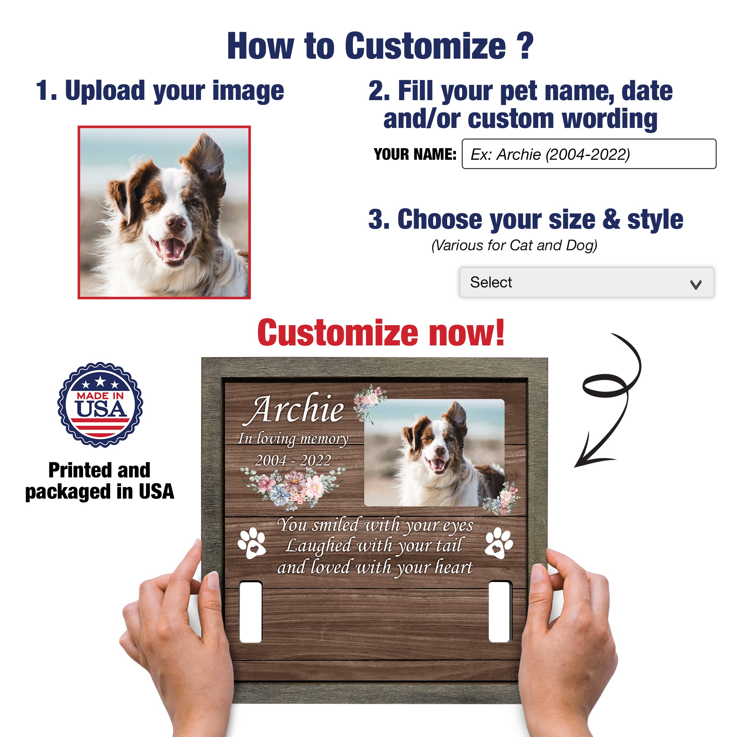 Bfigift Personalized Dog Collars Pet Loss Gifts Dogs Grieving Picture Frame Pet Remembrance Heartfelt Sentimental Quote Memorial