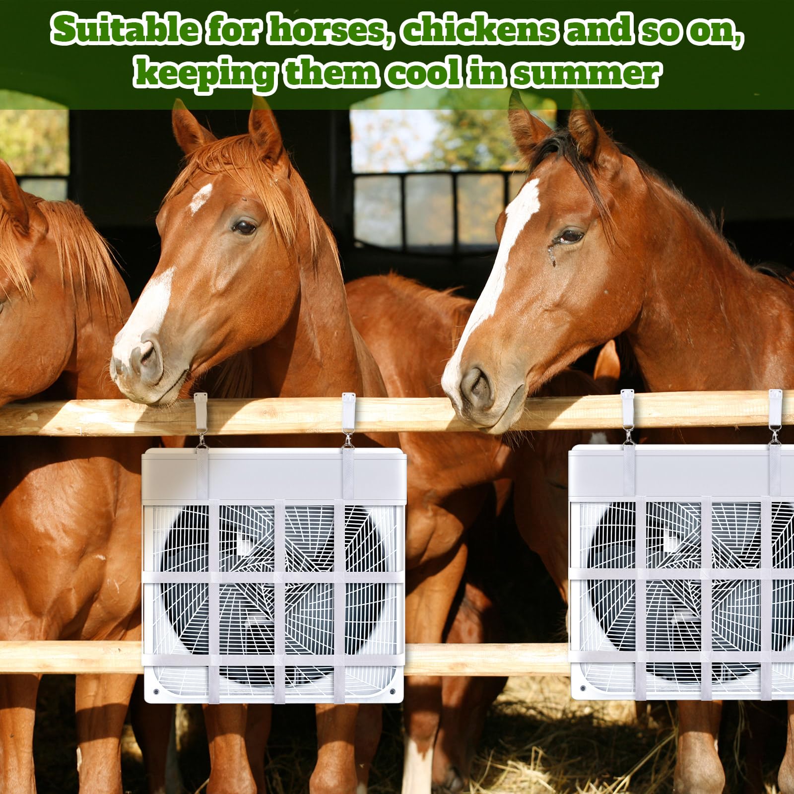 Tessco 2 Pcs Box Fan Holder Horse Stall Classic Fan Bag Hanging Web Holder Nylon Box Hay Bag(White)