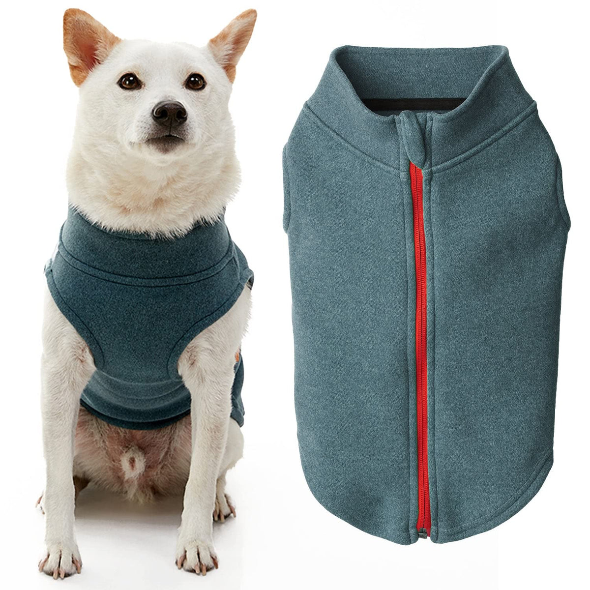 Gooby Zip Up Microfiber Fleece Dog Sweater - Turquoise, Small - Warm Double Layered Microfiber Fleece Step-In Dog Jacket Without Ring Leash - Winter Dog Sweaters For Small Dogs And Medium Dogs