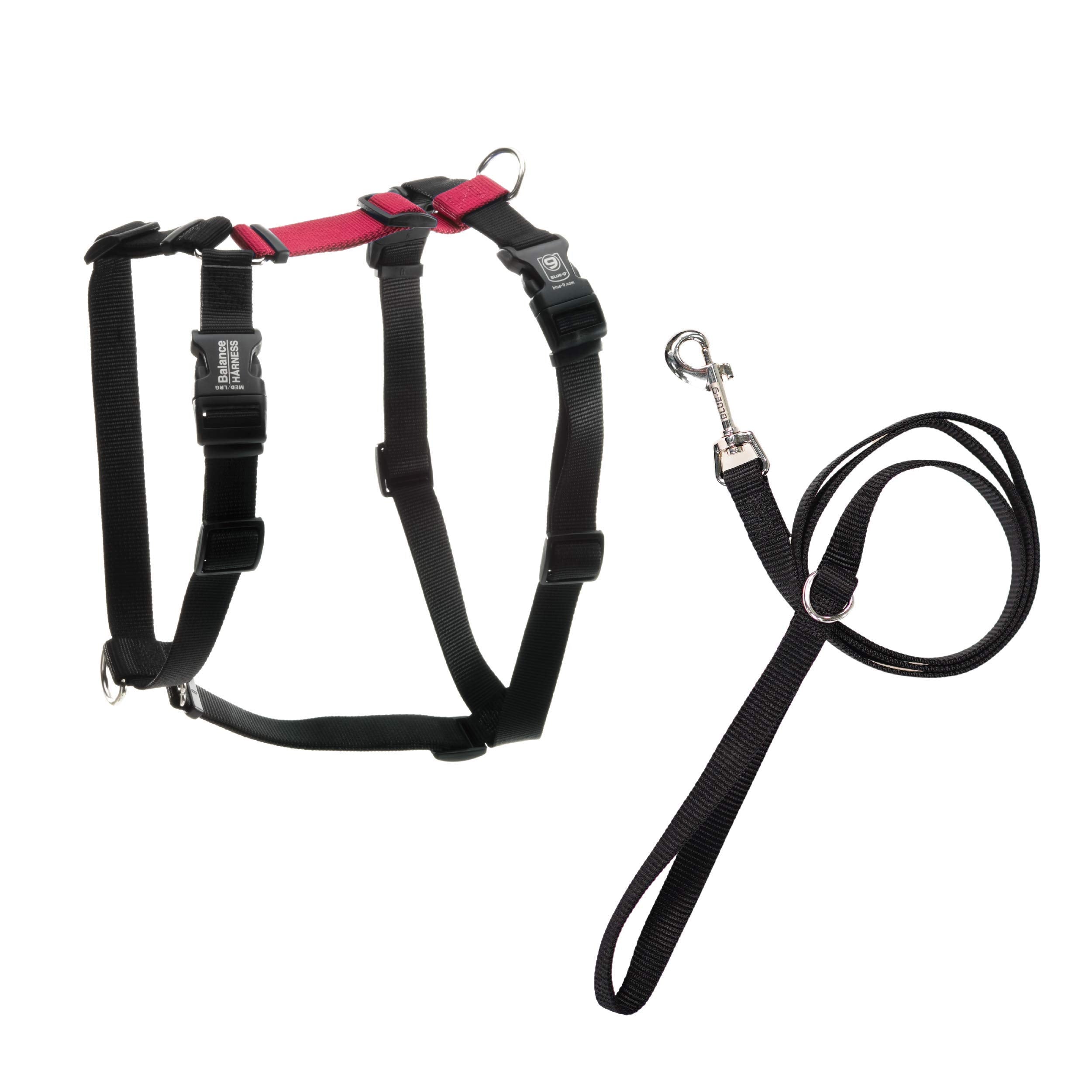Blue-9 Pet Products No-Pull Balance Harness And Loose Leash Walking Set Dogs, Made In The Usa, Red, Medium/Large