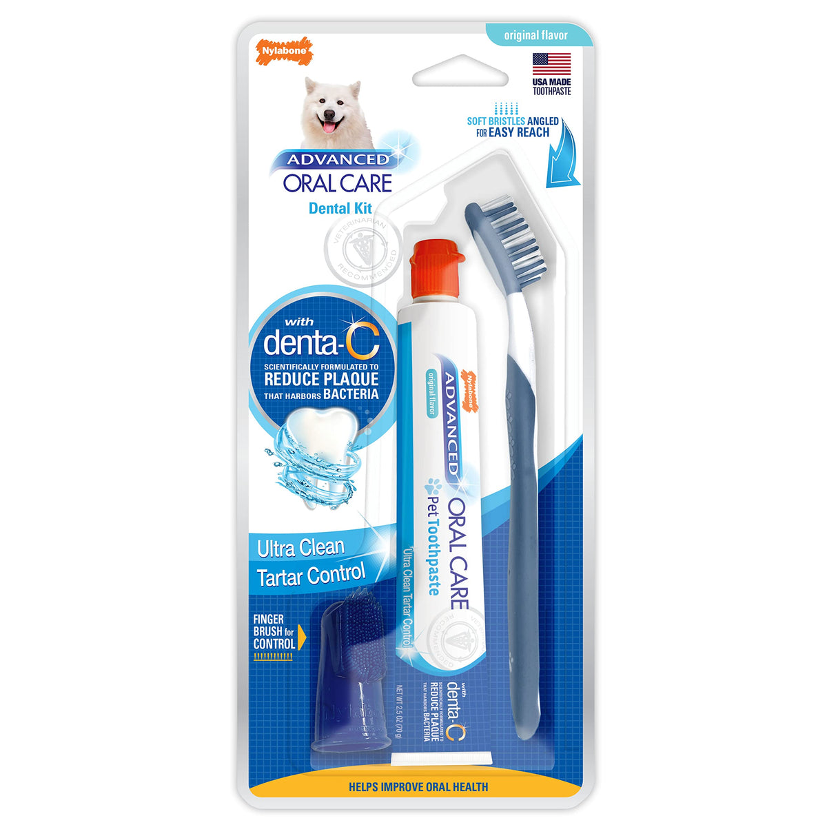 Nylabone Advanced Oral Care Dog Dental Kit Original Flavor 2.5 Oz.
