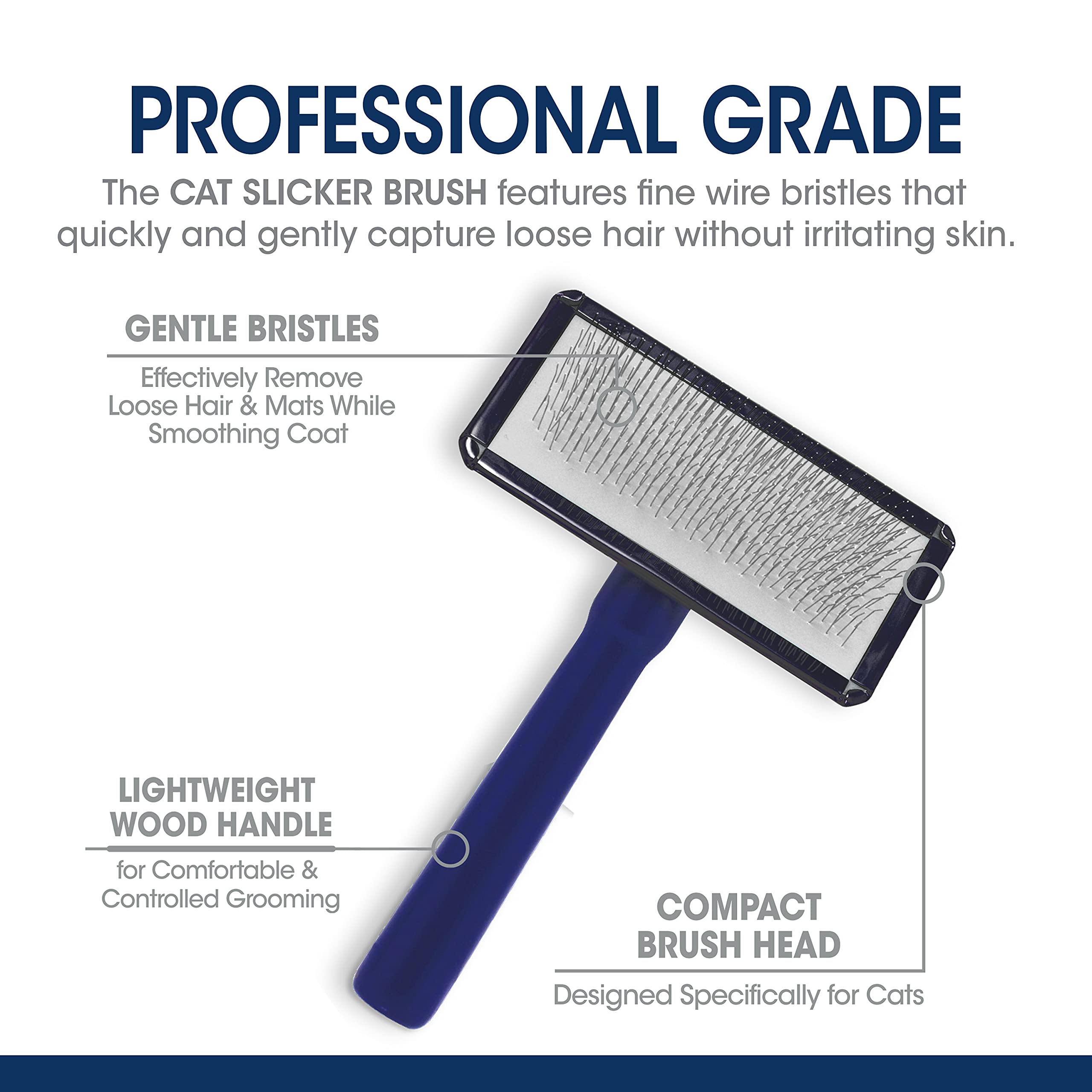 Four Paws Magic Coat Professional Series Cat Slicker Brush for Medium or Long Coats - Gently Removes Excess Hair, Stimulates Nat