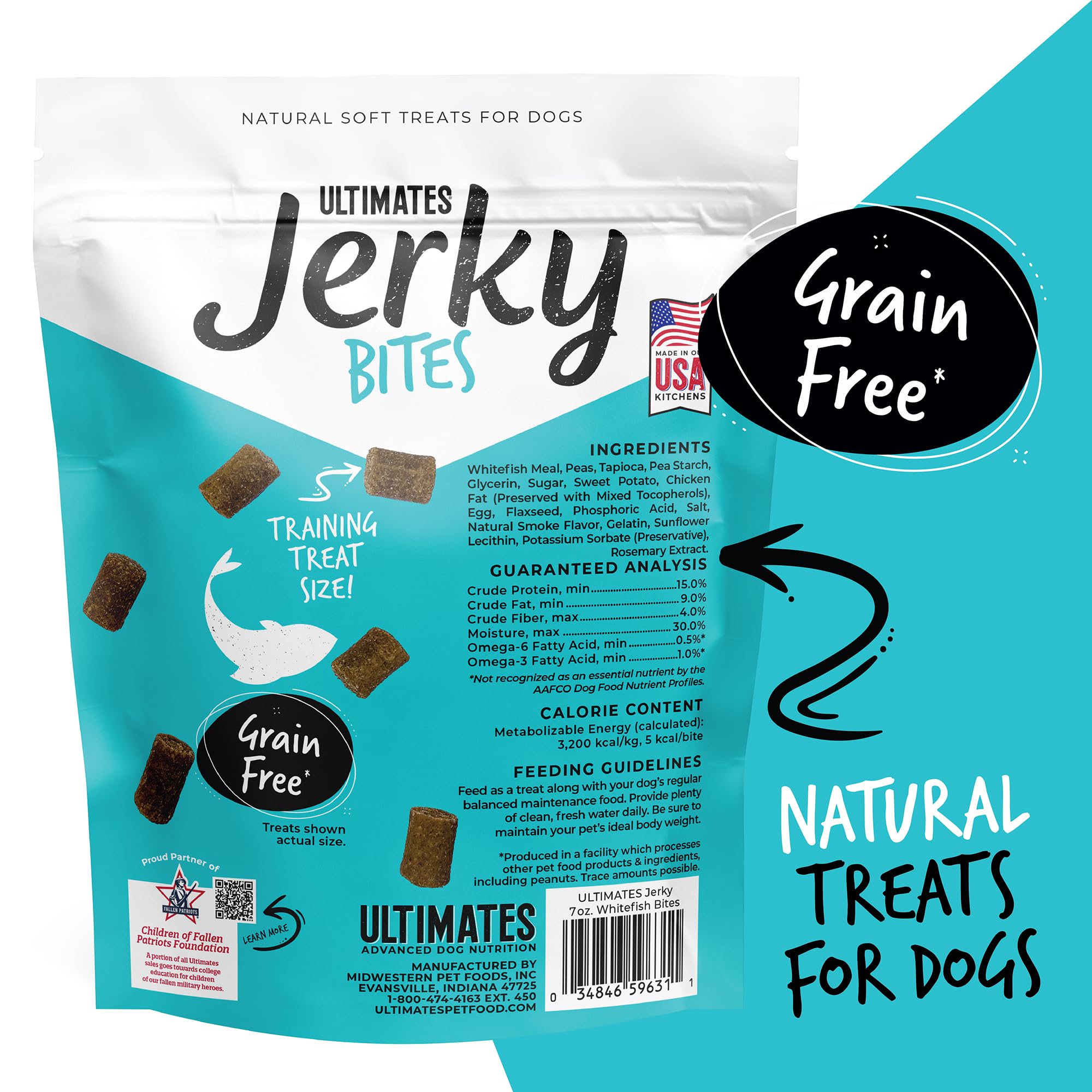 Ultimates Jerky Whitefish Bites Soft Grain-Free Dog Treats (7 oz. Pouch)