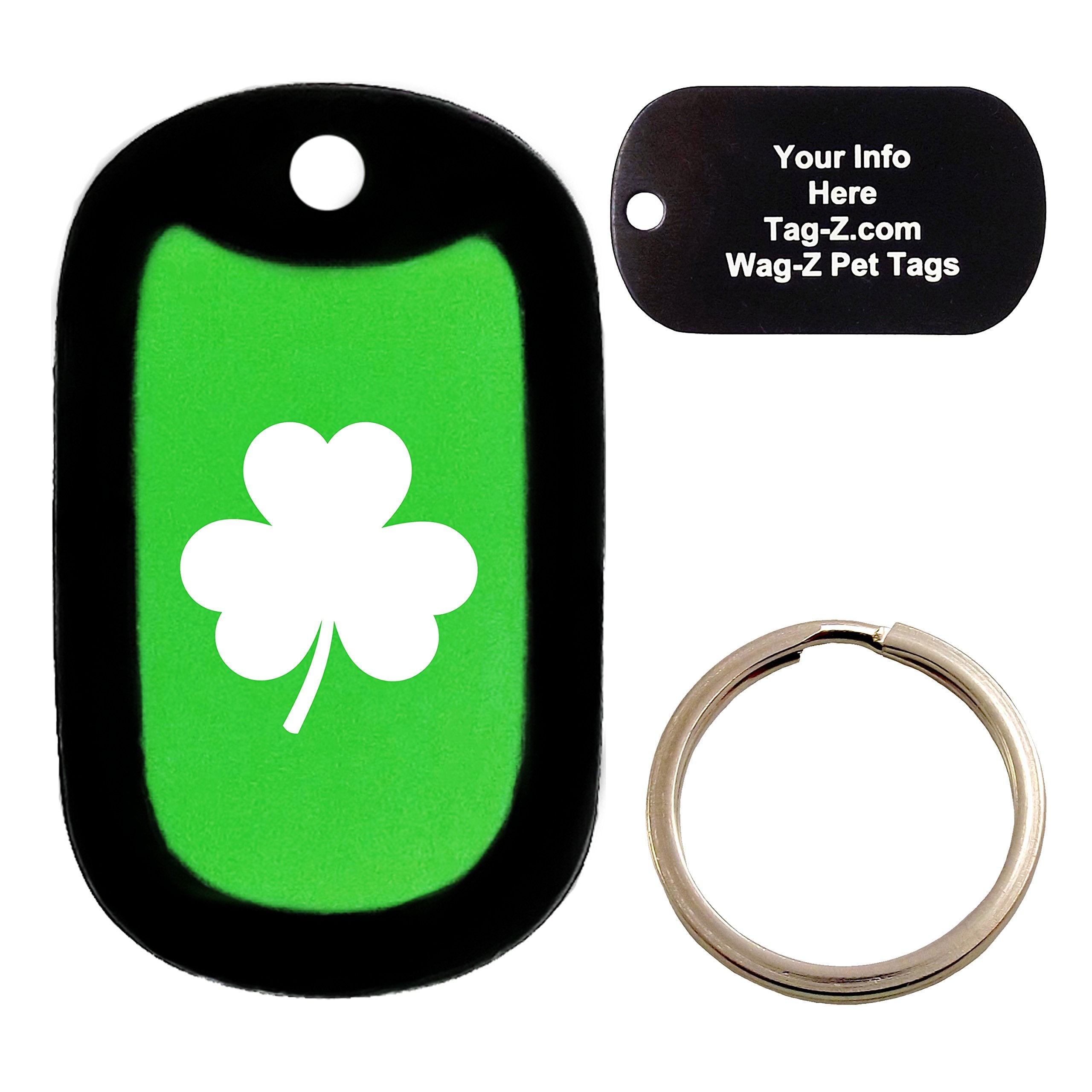 Custom Engraved Pet Tag - 3 Leaf Clover - Green - Dog Tag - Tag-Z Wag-Z