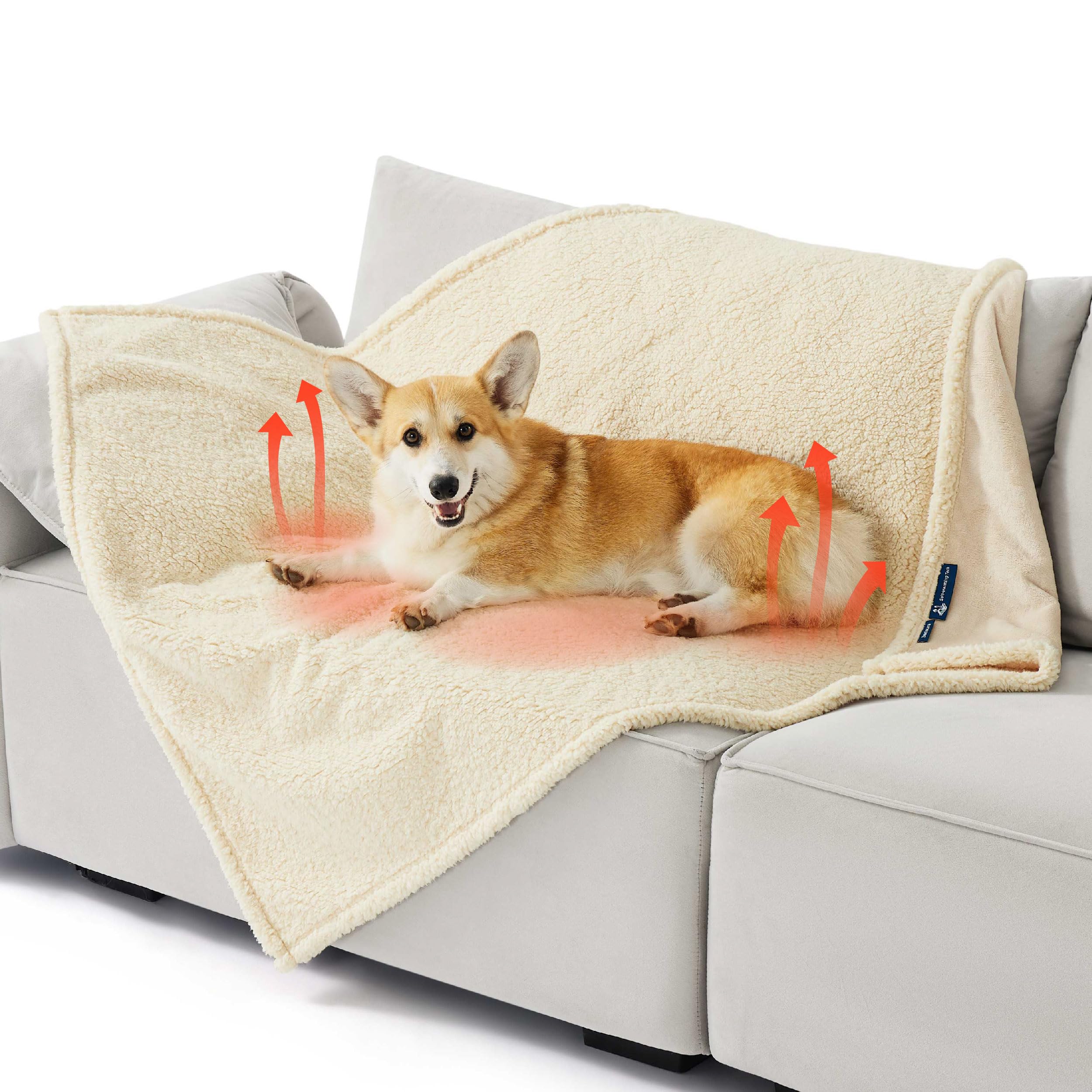 Bedsure Self Warming Blanket for Large Dogs - Waterproof, Washable Couch Protector, Sherpa Fleece Puppy Blanket, Soft Plush Reve