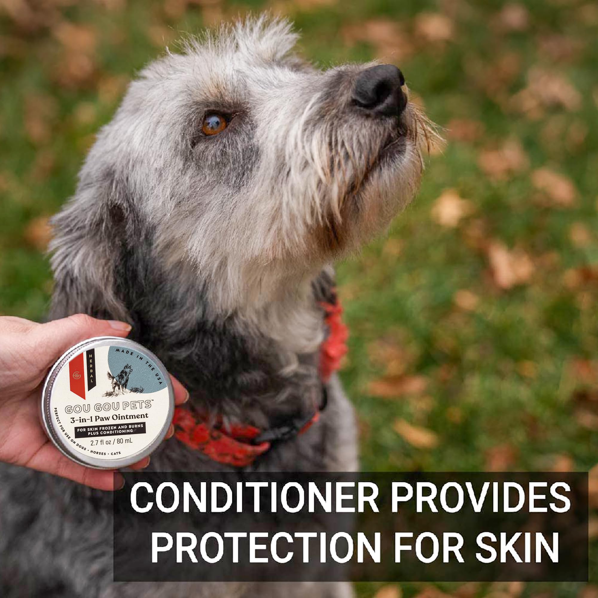 Gou Gou Pets 3-in-1 Paw Ointment Holistic Natural Derived Herbal for Dogs, Cats, Horses: Conditioning & Moisturizing for Extreme