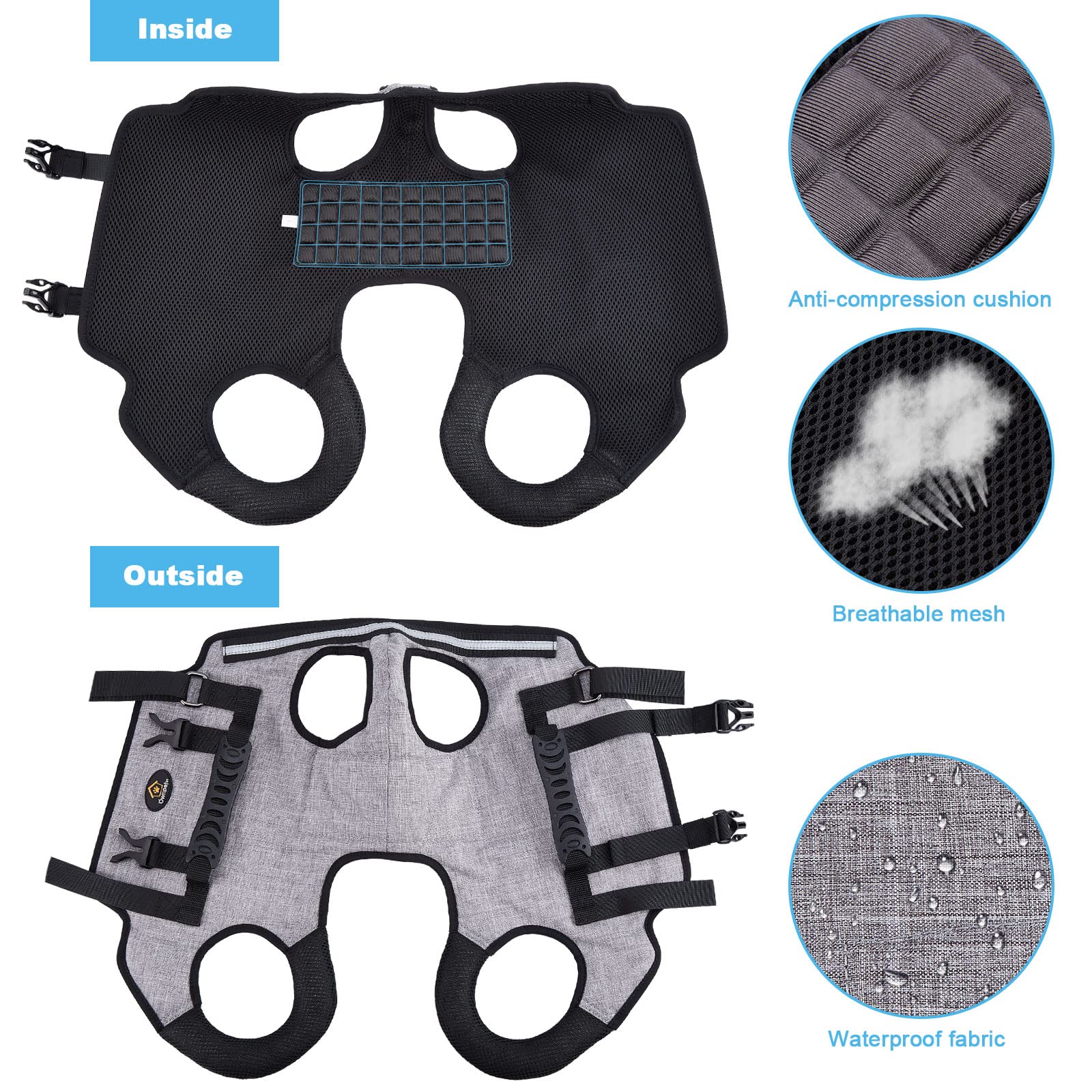 Ownpets Dog Sling Harness, Outdoor Sling Bag for Spine Protection, Whole Body Support, Support Vest to Assist Aged Dogs, Outdoor