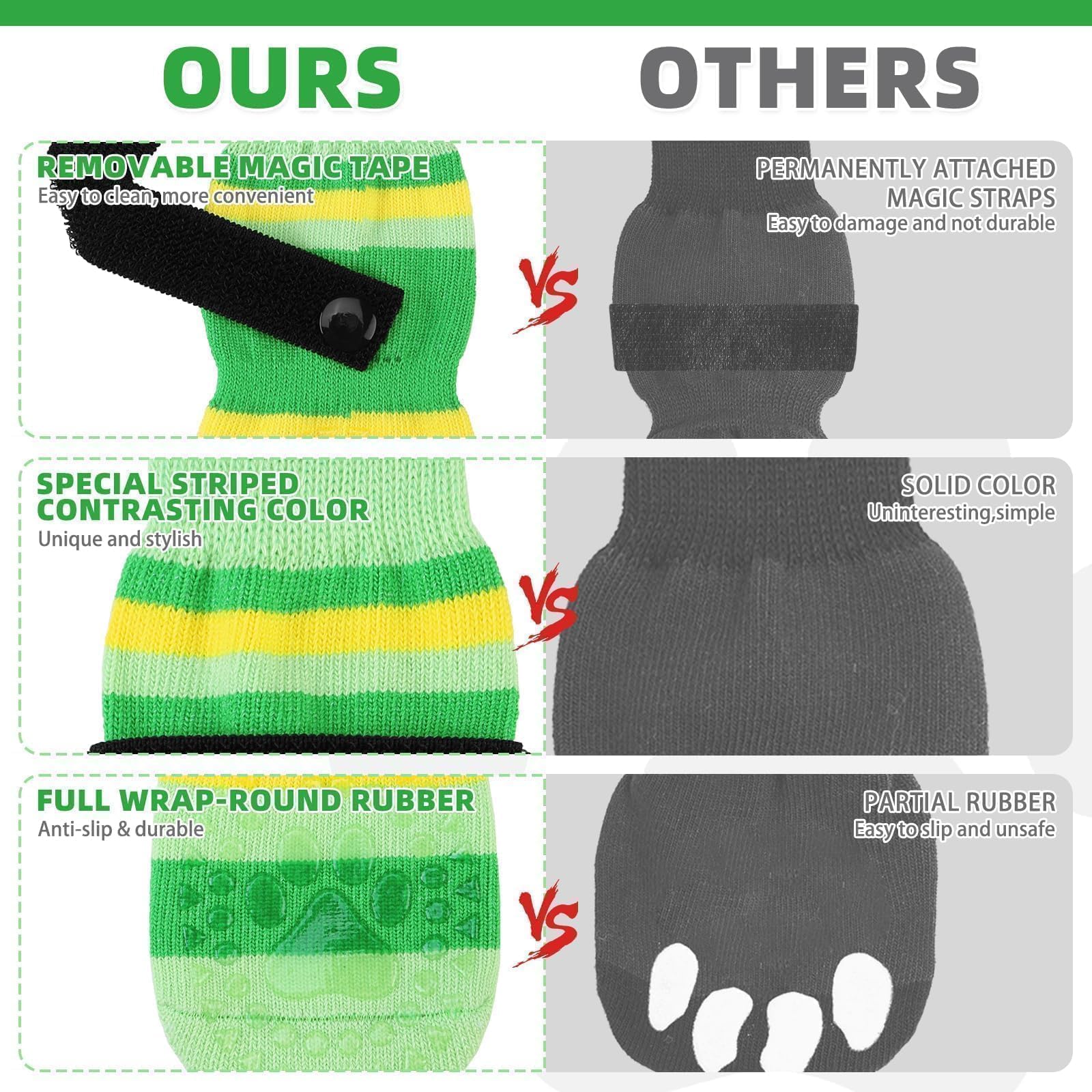 KOOLTAIL Easter Anti Slip Dog Socks for Cold Pavement to Prevent Licking Paws with Grippers, 3 Pairs Paw Protector, Double Sides