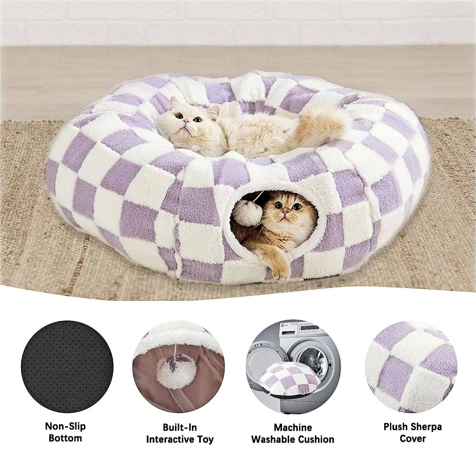 Dfengdf Cat Tunnel Bed For Indoor Cat Donut Tunnel Peekaboo Cat Cave With Washable Cushion Cat Tube Toys For Kitten Puppy Rabbit