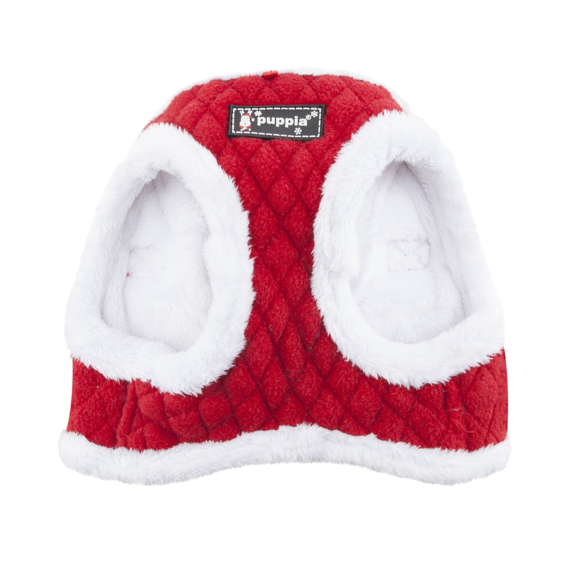 Puppia Blitzen Vest Dog Harness Step-In Warm Winter Christmas Holiday Harness For Small And Medium Dog, Red, Large