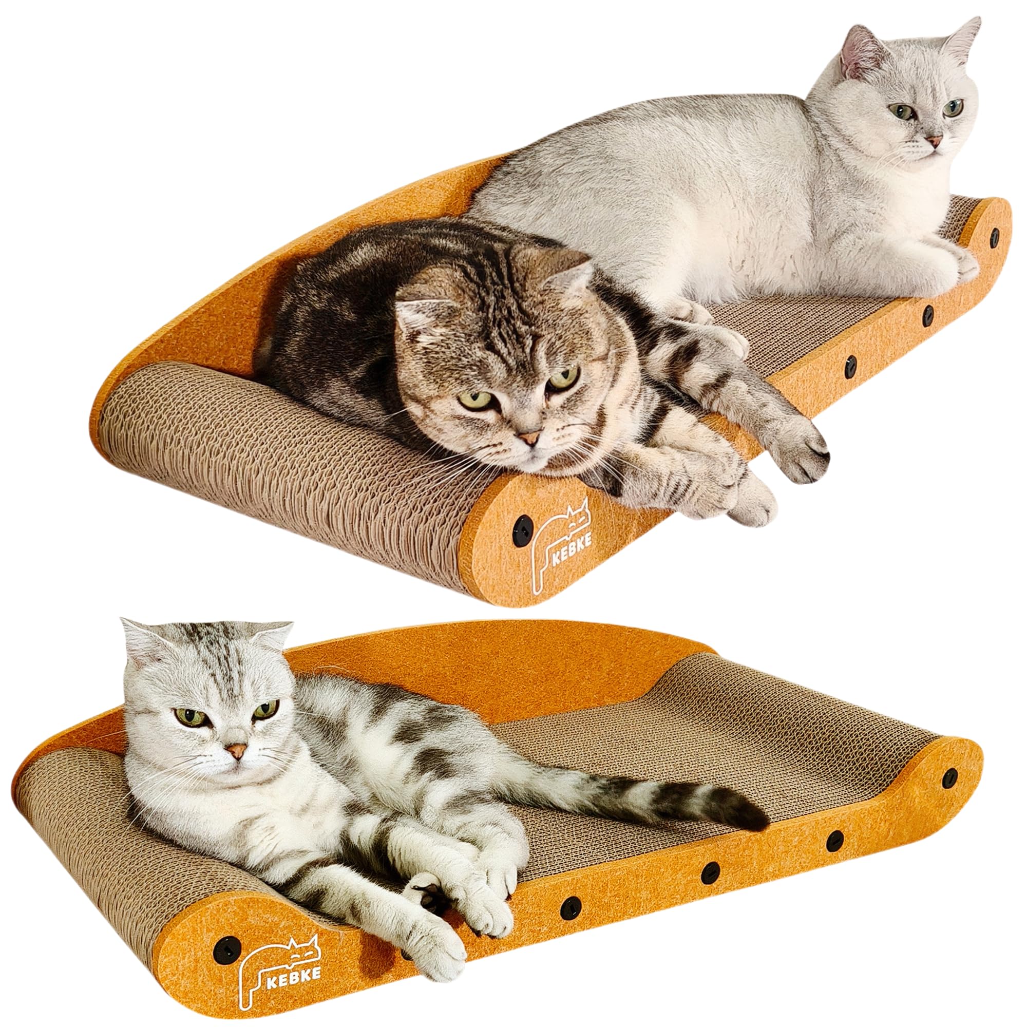 KEBKE Cat Scratcher Bed 27 Inch Cat Couch Scratcher &16 Inch Cat Scratch Box with Refillable Scratch Pad Cat Scratchers for Indo