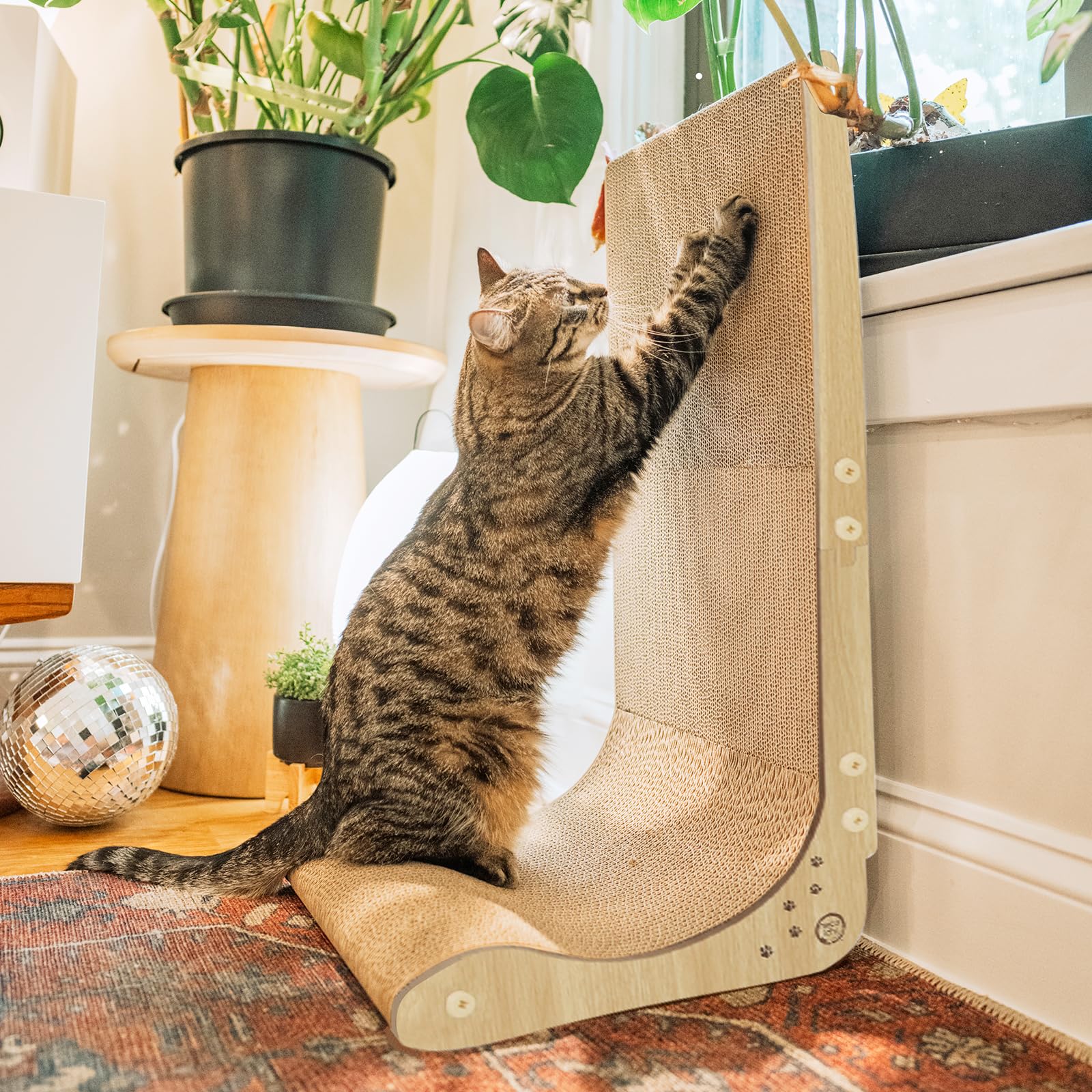 Necoichi Cardboard Cat Scratcher Wall for Indoor Cats - Cat Scratching Board, Cat Scratch Pad Lounger with Reversible Usability 