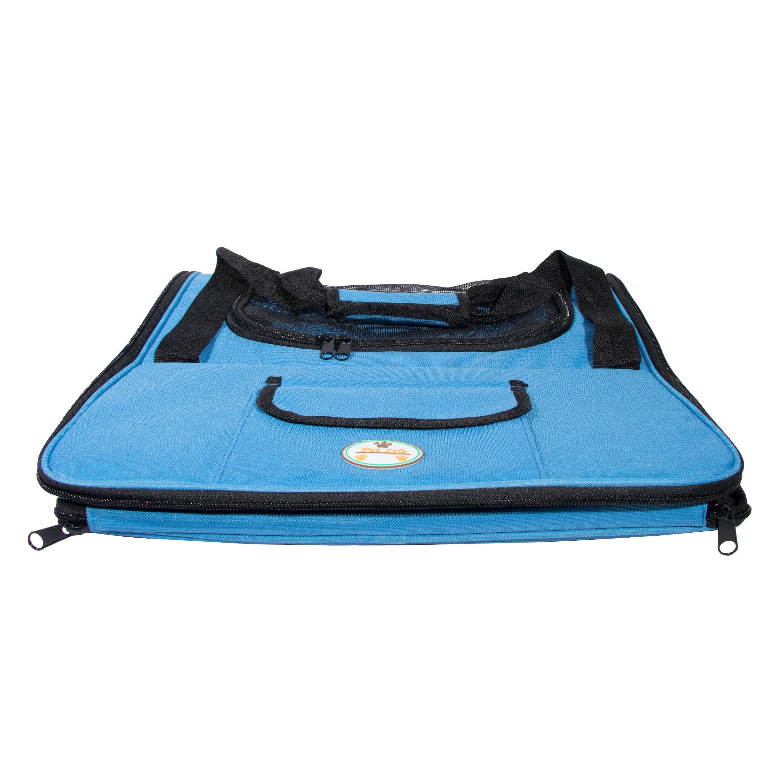 PET LIFE Ultra-Lock Collapsible Safety Travel Wire Folding Pet Dog Carseat Car Seat Carrier crate, One Size, Sky Blue