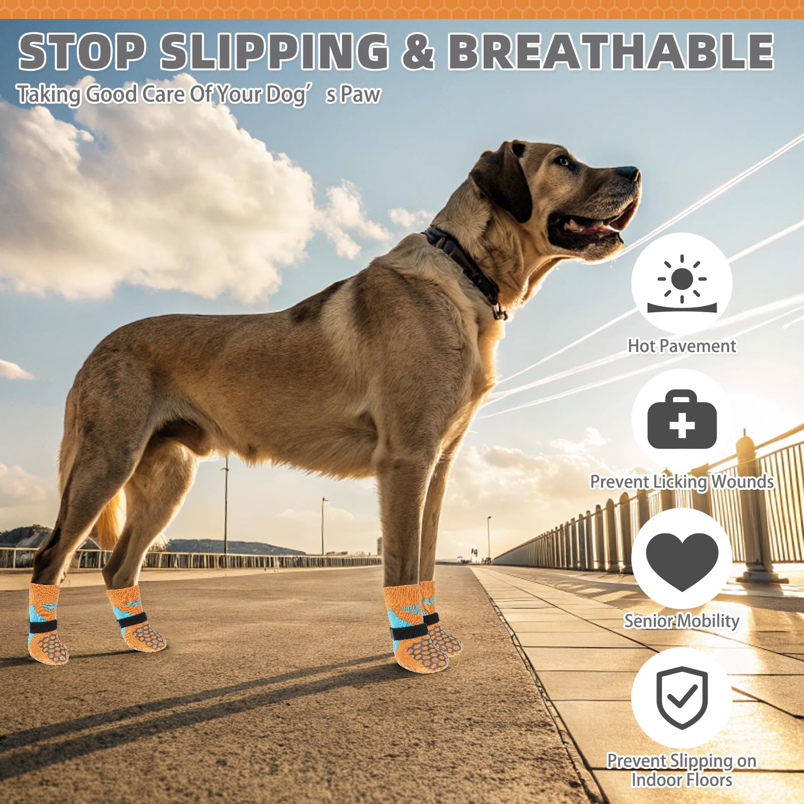 Kooltail Dog Socks For Hot Pavement, Summer Breathable Dog Socks To Prevent Licking Paws, Non Slip Pet Boots&Paw Protectors For