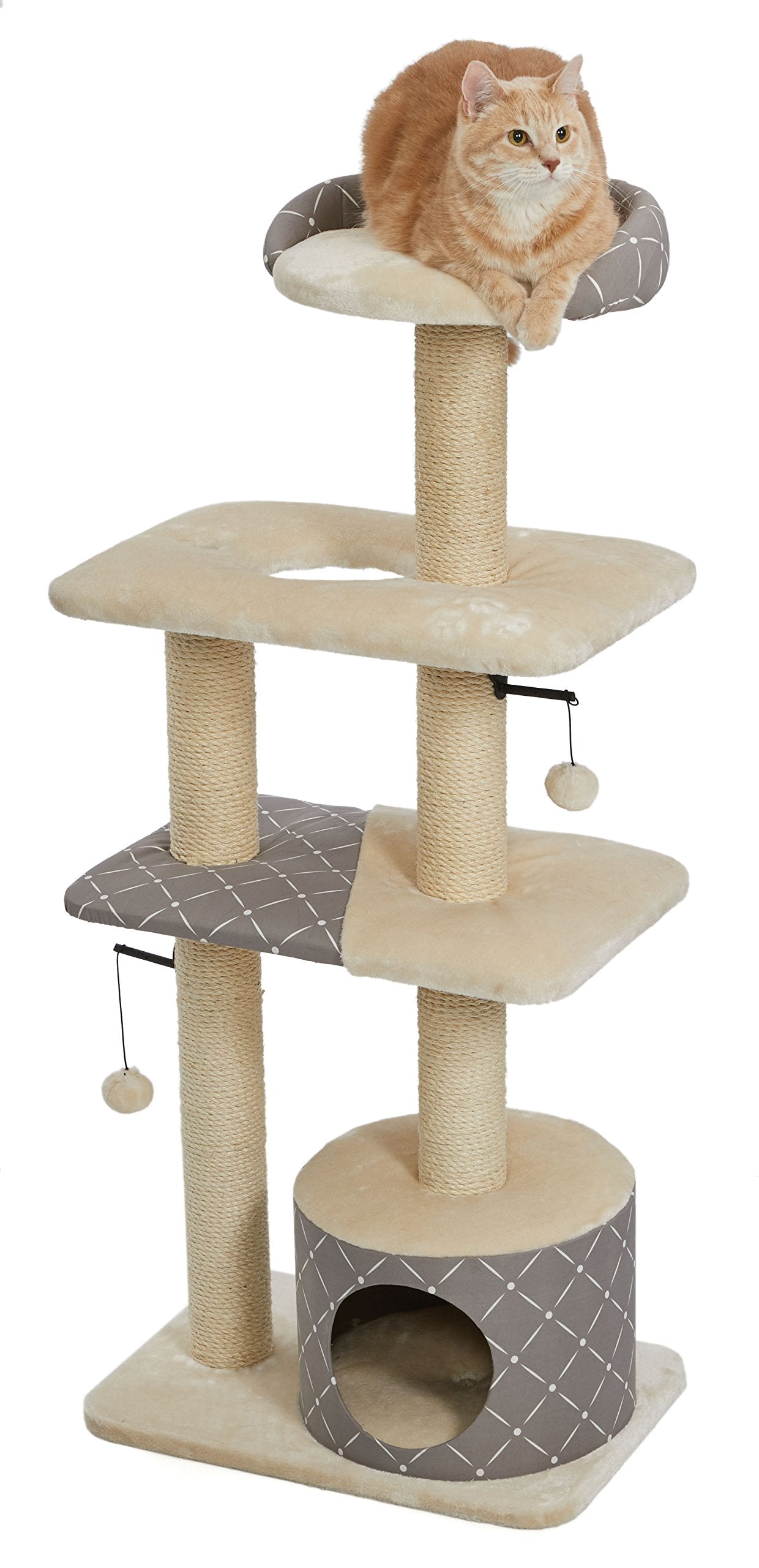 Cat Tree | ''Tower'' Cat Furniture, 5-Tier Cat Tree W/ Sisal Wrapped Support Scratching Posts & High Cat Look-Out Perch, Mushroo