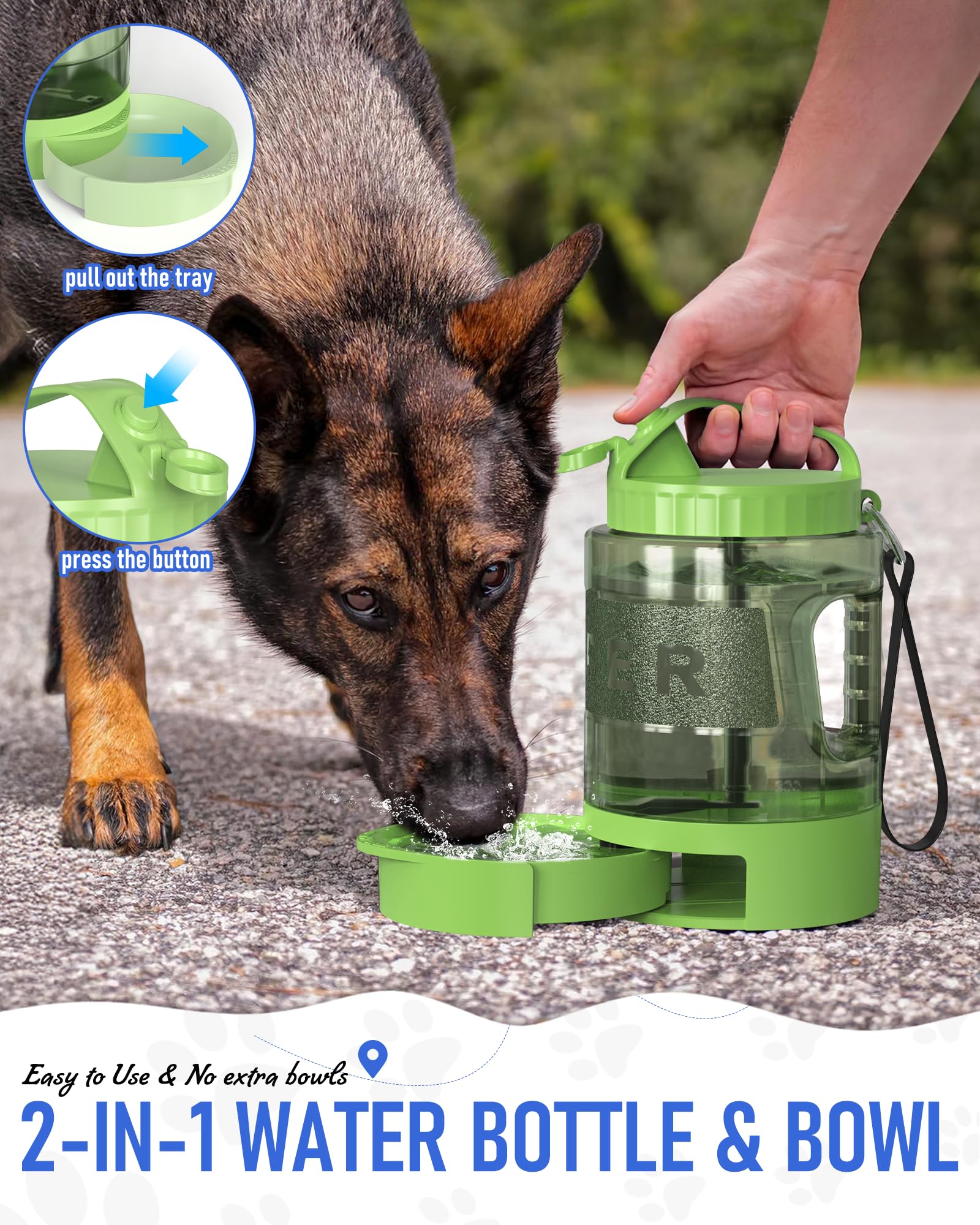 Portable Dog Travel Water Bottle, 77oz Large Portable Dog Water Bowl Dispenser, Leakproof Pet Drinking Bottle Dispenser for Hiki