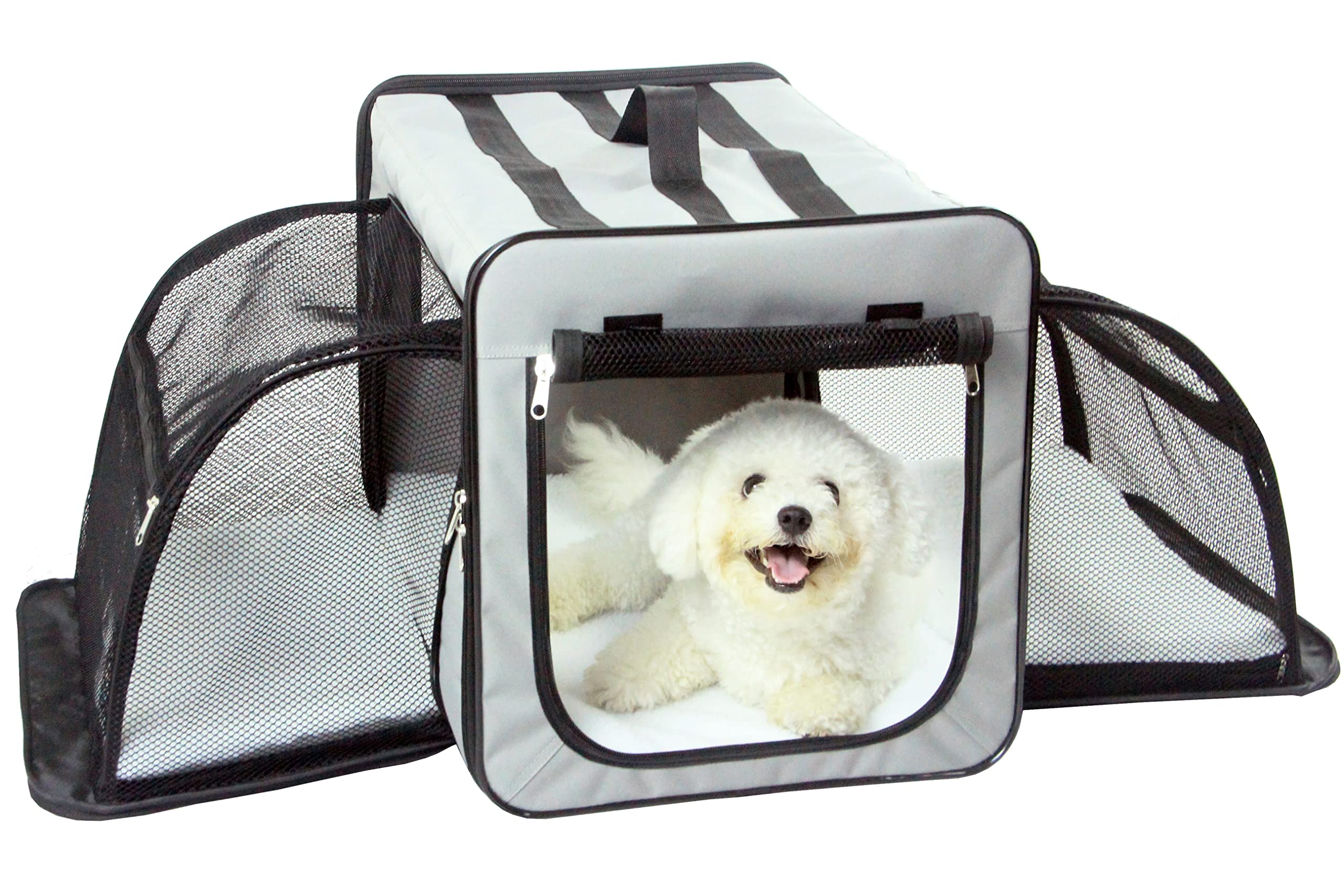 Pet Life A Capacious Dual-Expandable Wire Folding Lightweight Collapsible Travel Pet Dog Crate