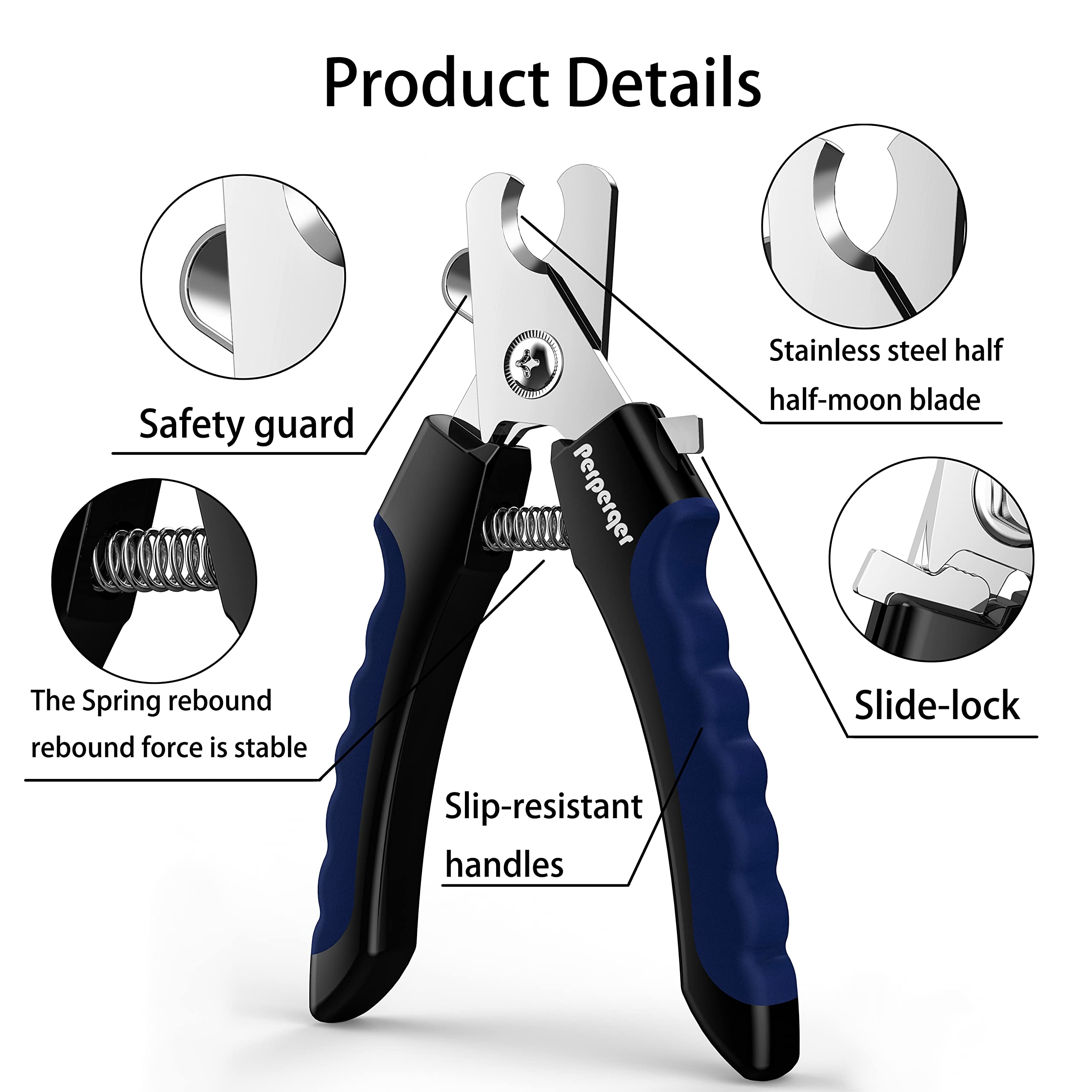 Perperqer Dog Nail Clippers,Dog Nail Trimmers With Safety Guard For Small Medium Large Breed Dog & Cat To Avoid Over Cutting,Professional Grooming Tool With Quick Sensor And Dog Nail File