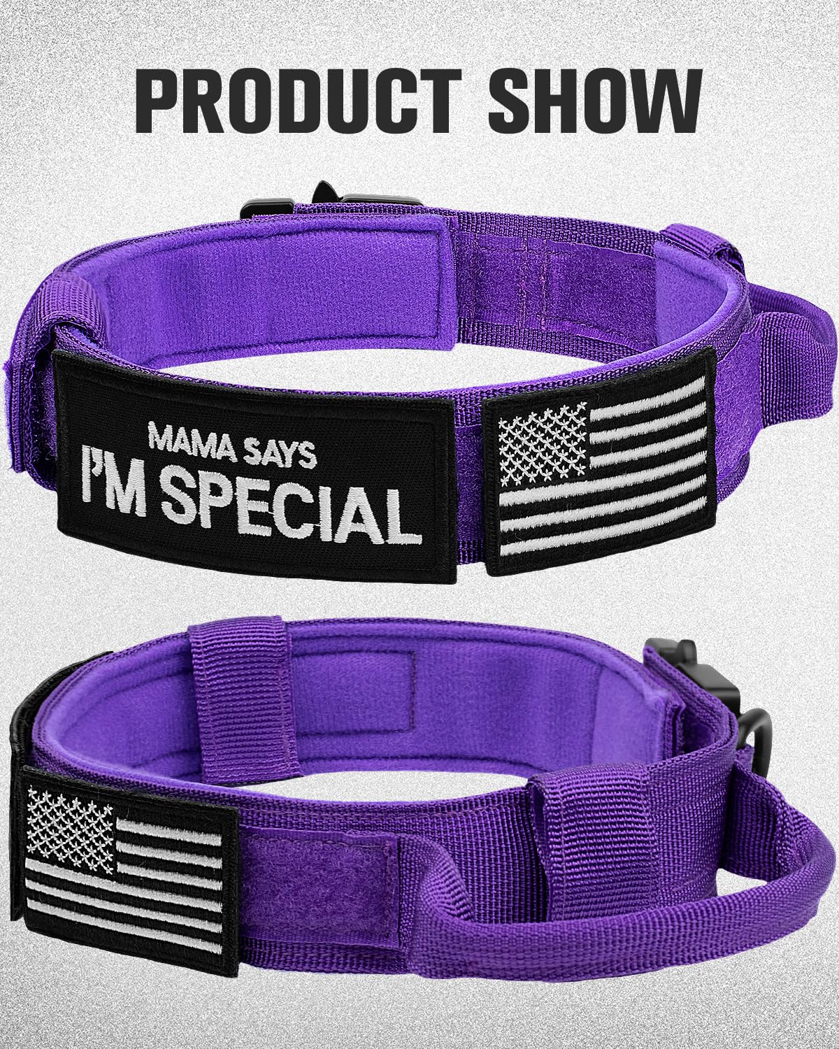 Joytale Tactical Dog Collar With Handle, Adjustable Heavy Duty Military Collar With 2 Patches For Training, Suitable For Xlarge