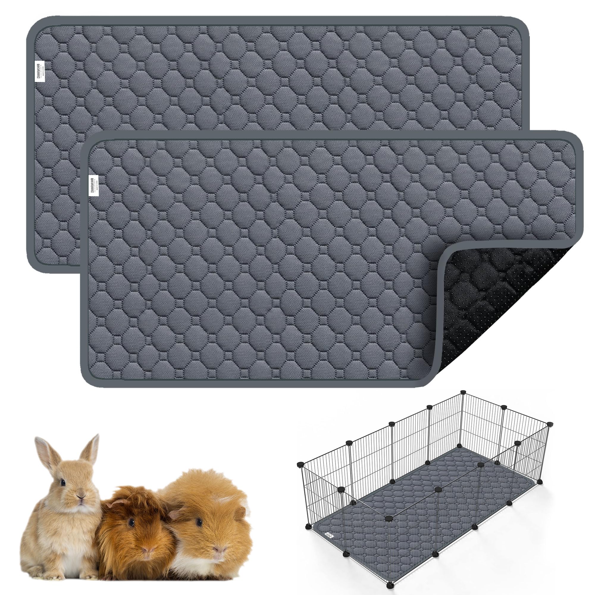 Guinea Pig Cage Liners, C&C 2X4 2 Pack Guinea Pig Bedding Washable, 59''x 31'' Waterproof Reusable & Anti Slip, Super Absorbent 