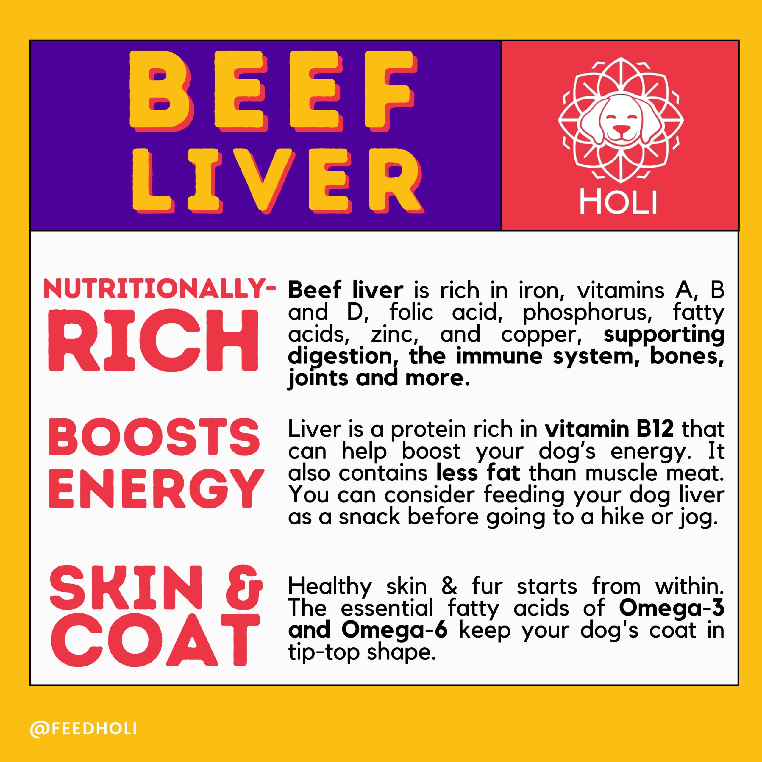 HOLI Beef Liver Dog Food Topper - Single Ingredient, Human-Grade - Freeze Dried Protein and Flavor Enhancer for Picky Dogs - Gra