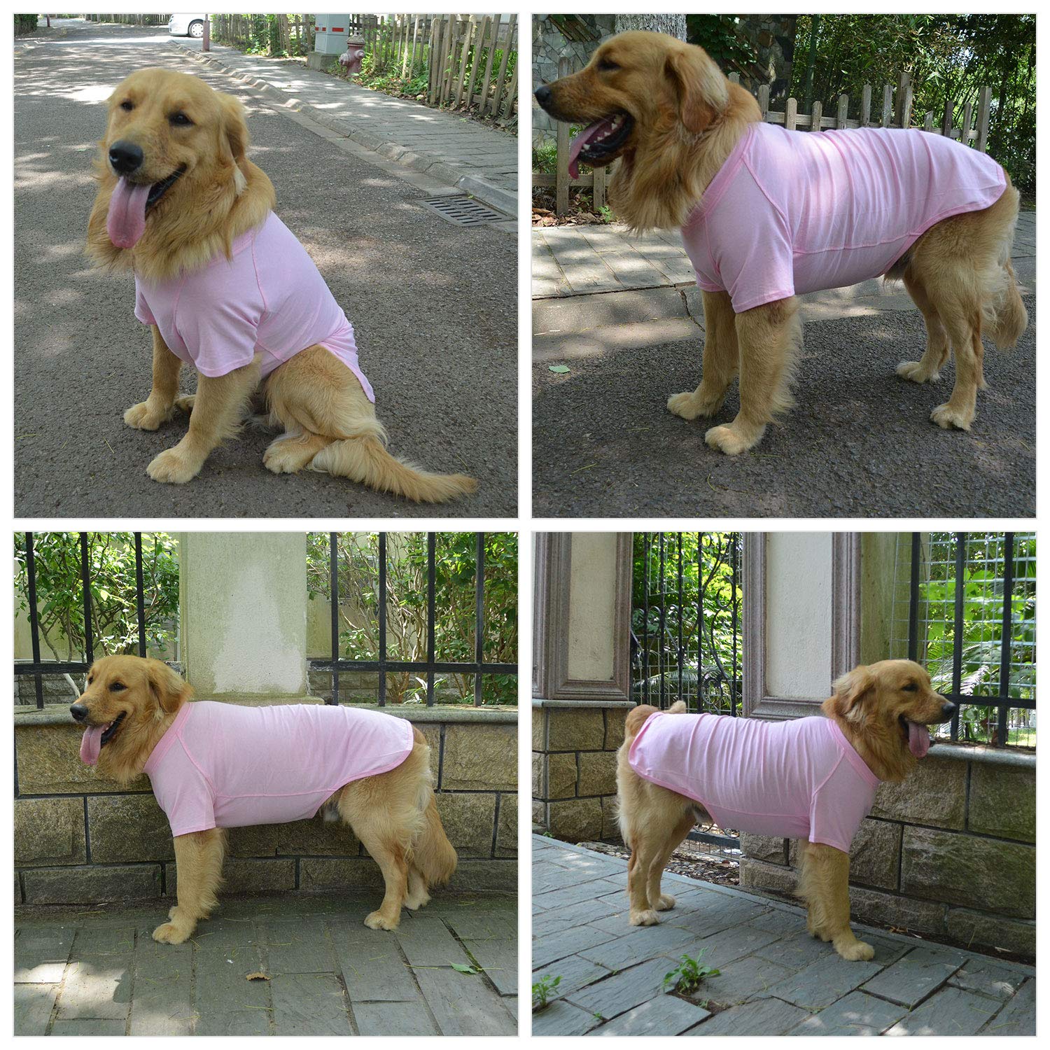 Lovelonglong Pet Clothing Dog Costumes Basic Blank T-Shirt Tee Shirts For Medium Dogs Pink Xxl