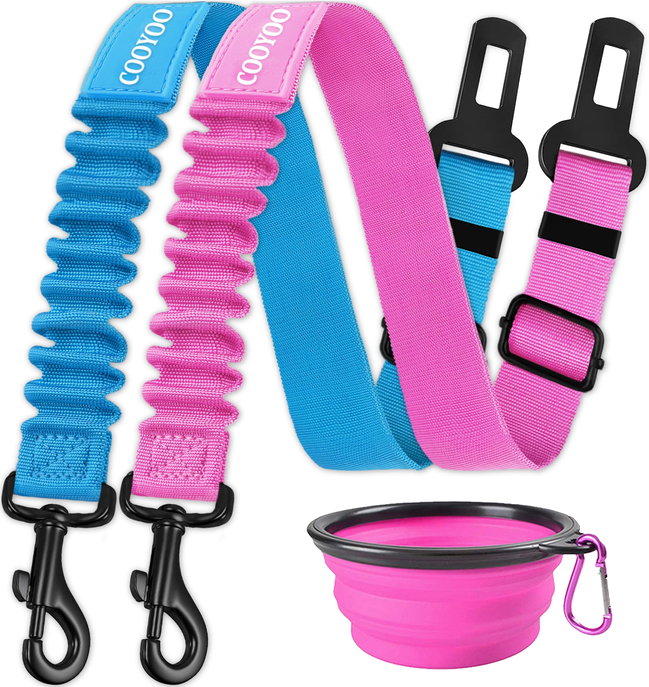 Cooyoo 3 Piece Set Retractable Car Adjustable Pet Seat Belt For Vehicle Nylon Pet Safety Heavy Duty & Elastic & Durable Car Harn