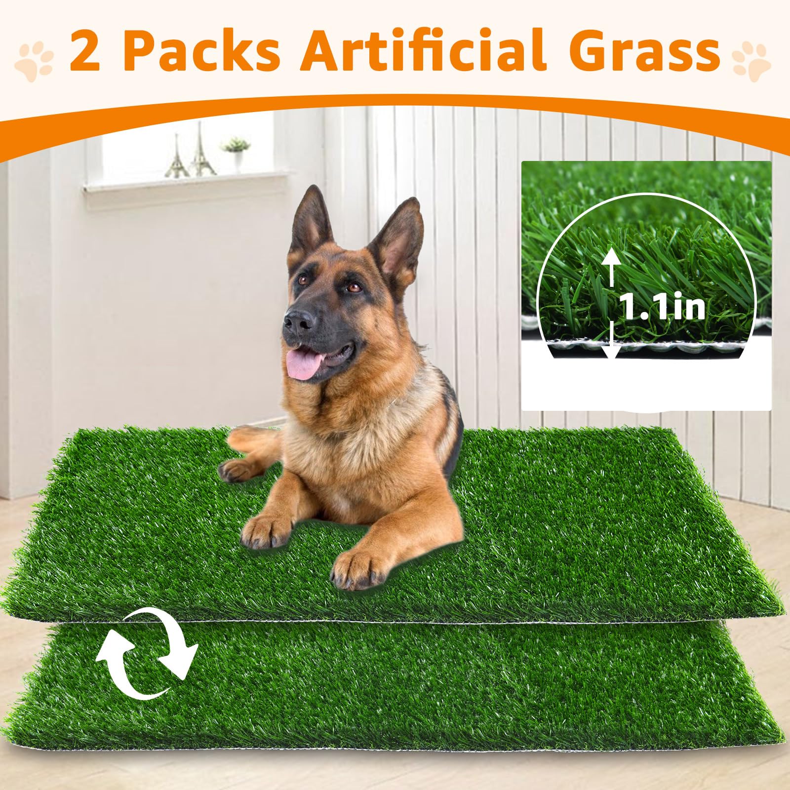 Loobani 47.6'X29.2' Extra Large Dog Grass Potty Tray - Dog Litter Box With 2-Pack Replacement Artificial Grass Puppy Training