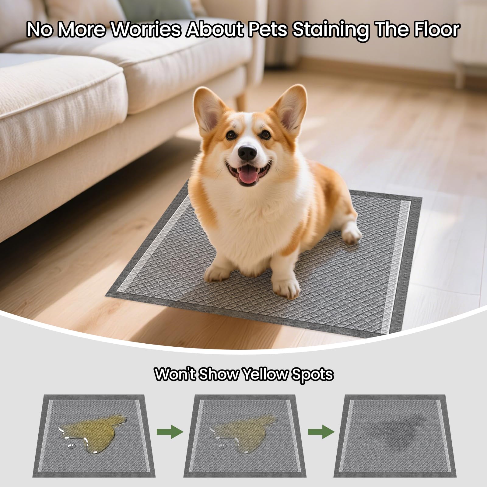 Charcoal Puppy Pads 80 Counts,22x22 Dog Pee Pads Small Disposable Activated Carbon Super Absorbent Full Edge-Wrapping Pee Pads O