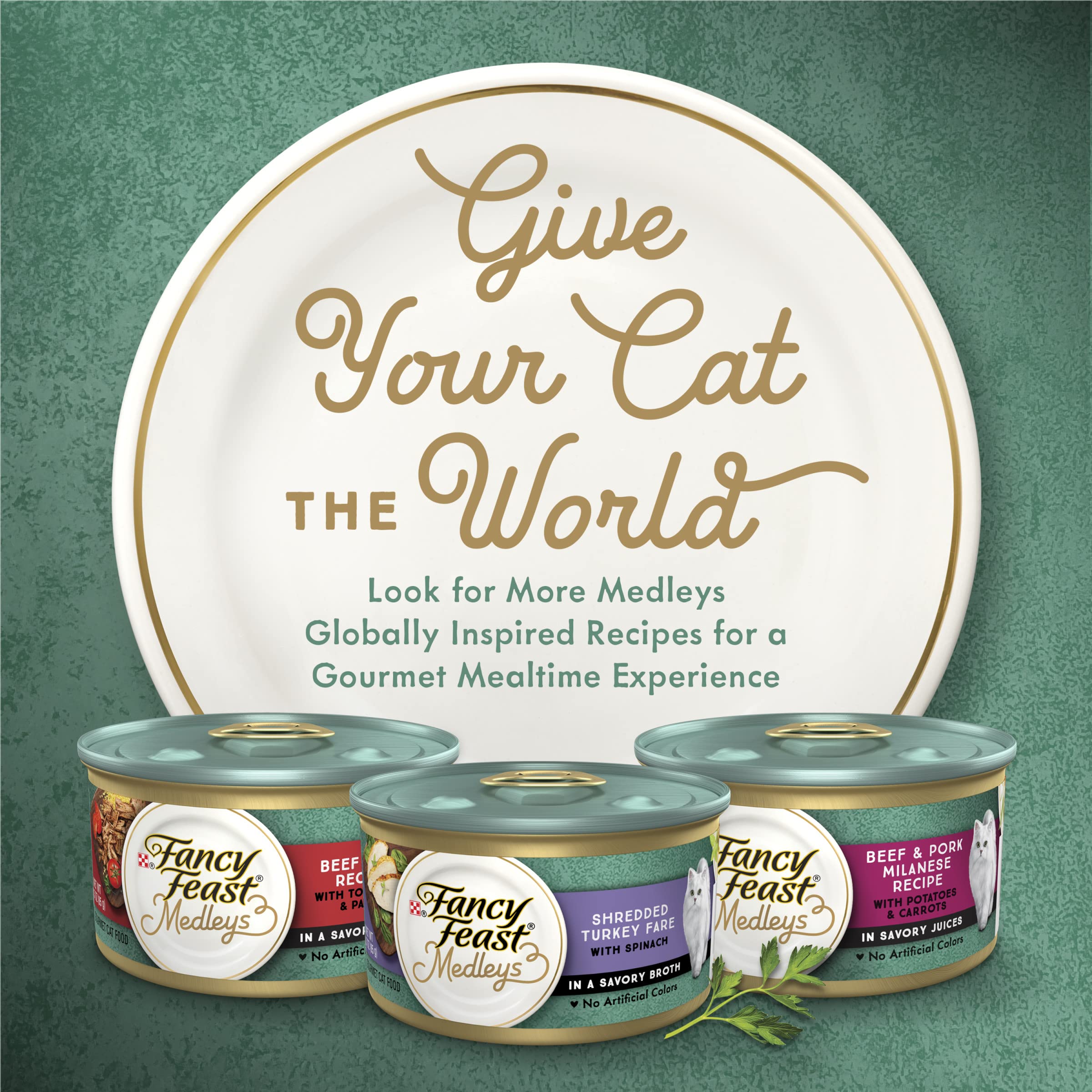Fancy Feast Wet Cat Food Medleys Shredded Chicken with Spinach, 3 oz Cans, Pack of 24