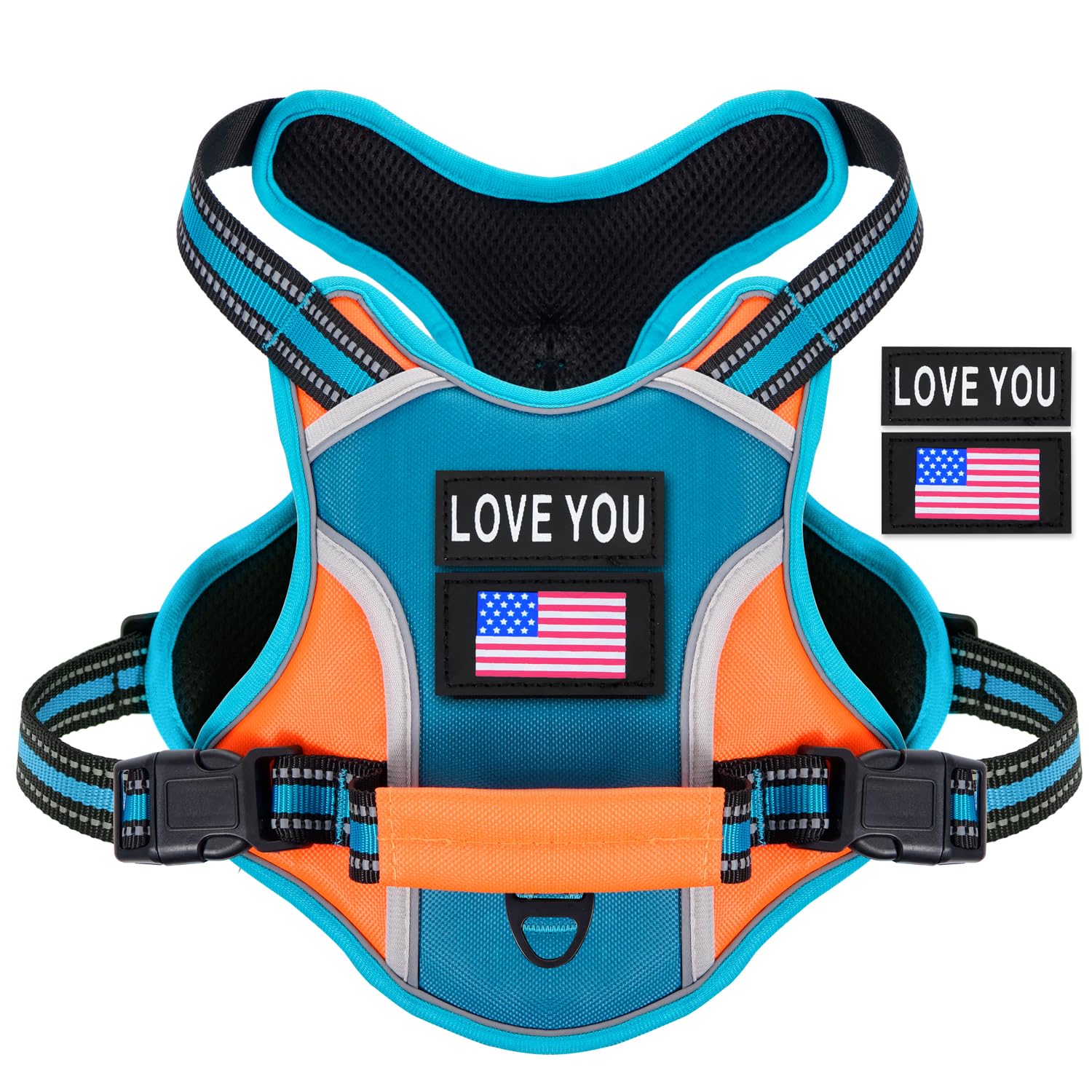 Wocume Dog Vest Harness For Large Dogs With 2 Dog Patches, No Pull Adjustable Harness With Handle For Walking Training, Reflecti