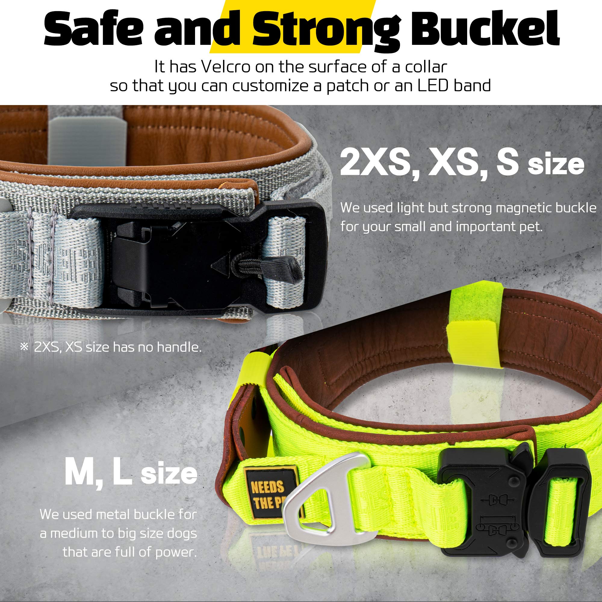 The Comfort Collar, Soft Cowhide Padded Dog Collar For All Breeds, Reflective Patch, Metal Buckle For Big Size Dogs Easy Control