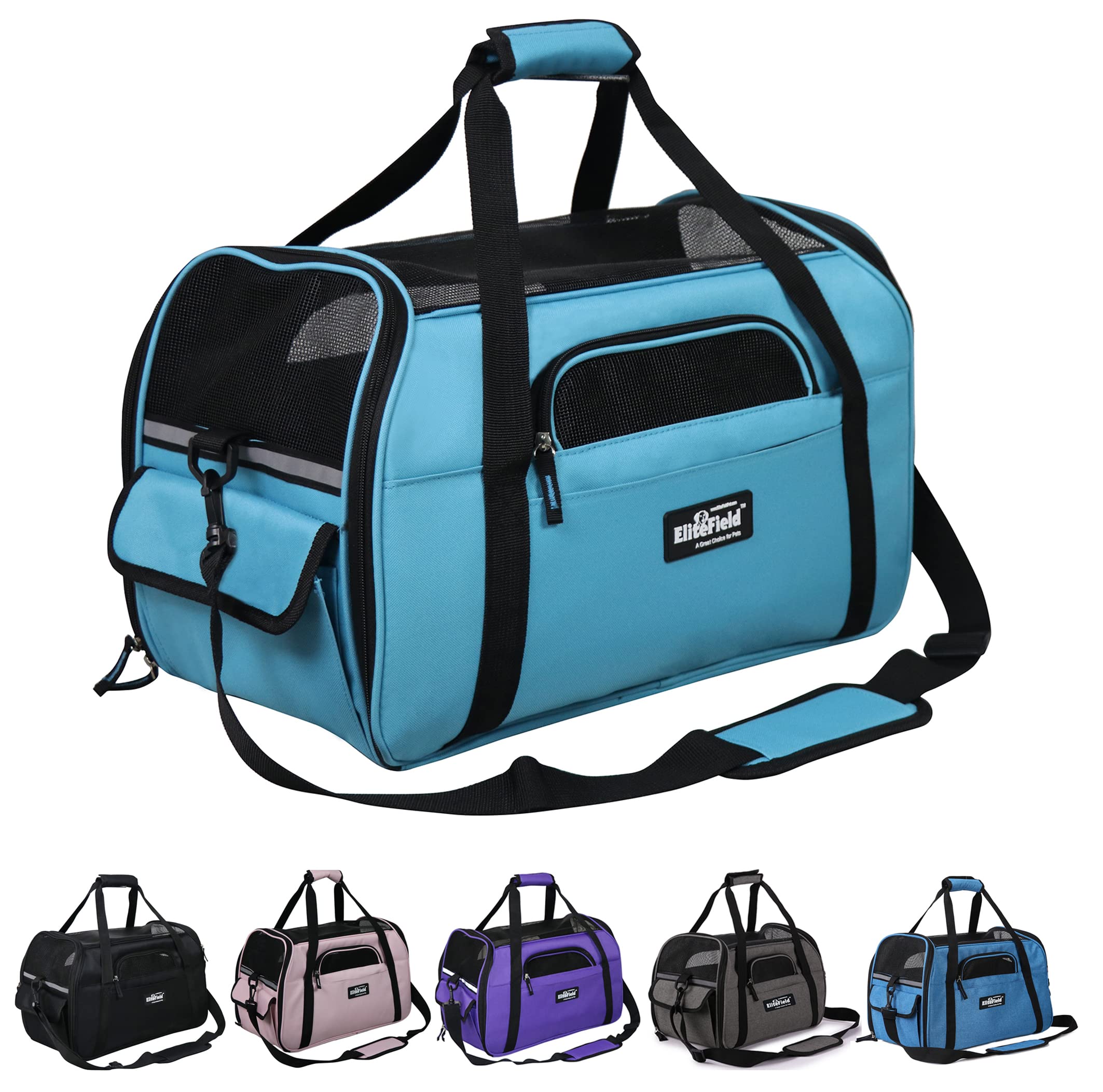 EliteField Soft Pet Carrier (3 Year Warranty, Airline Approved) Soft Sided Dog Puppy Cat Carrier Travel Bag (X-Large: 21 L x 12