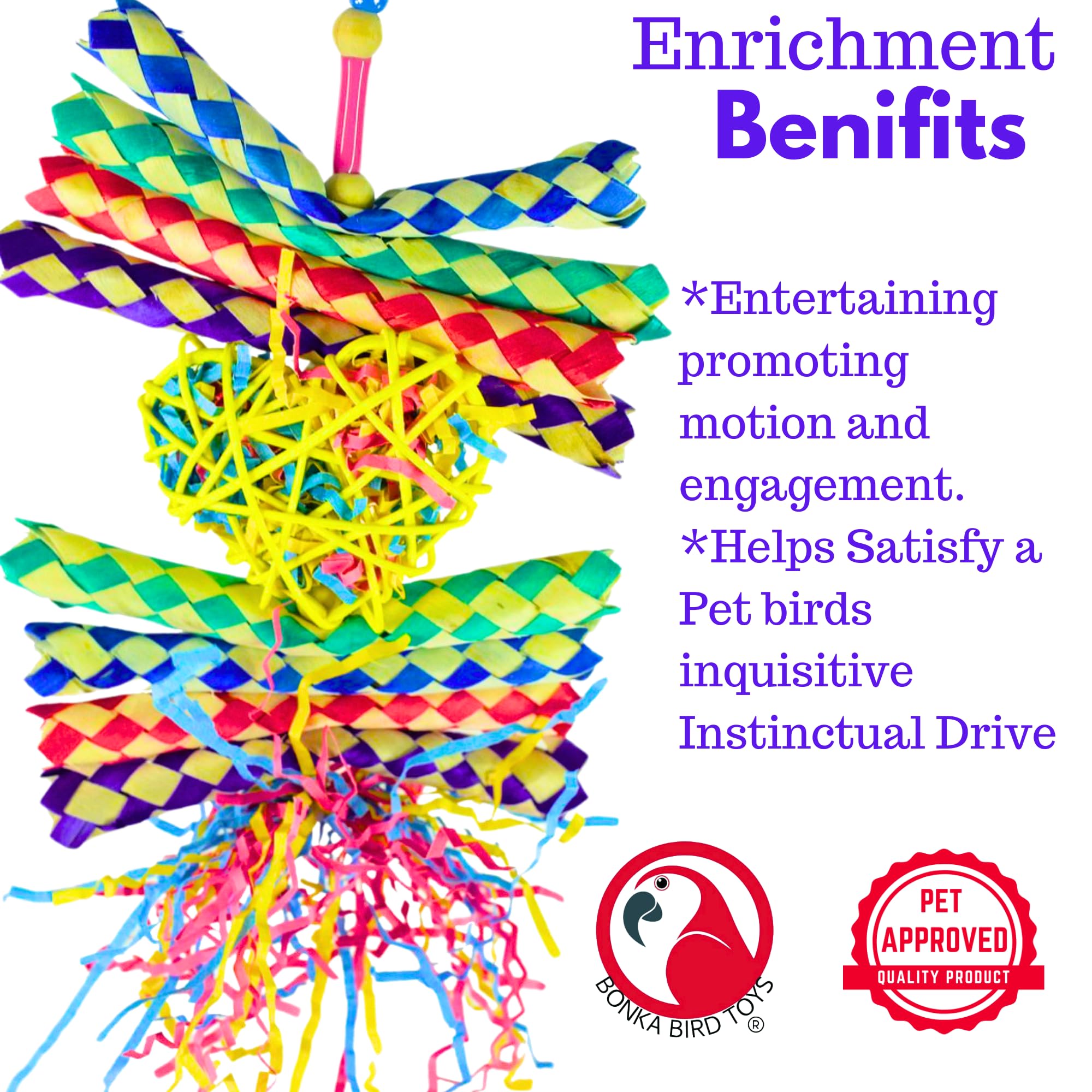 Bonka Bird Toys 1730 Foraging Heart Medium - 9” X 6” - For Conures, Cockatiels, Parakeets, And Similar Breeds