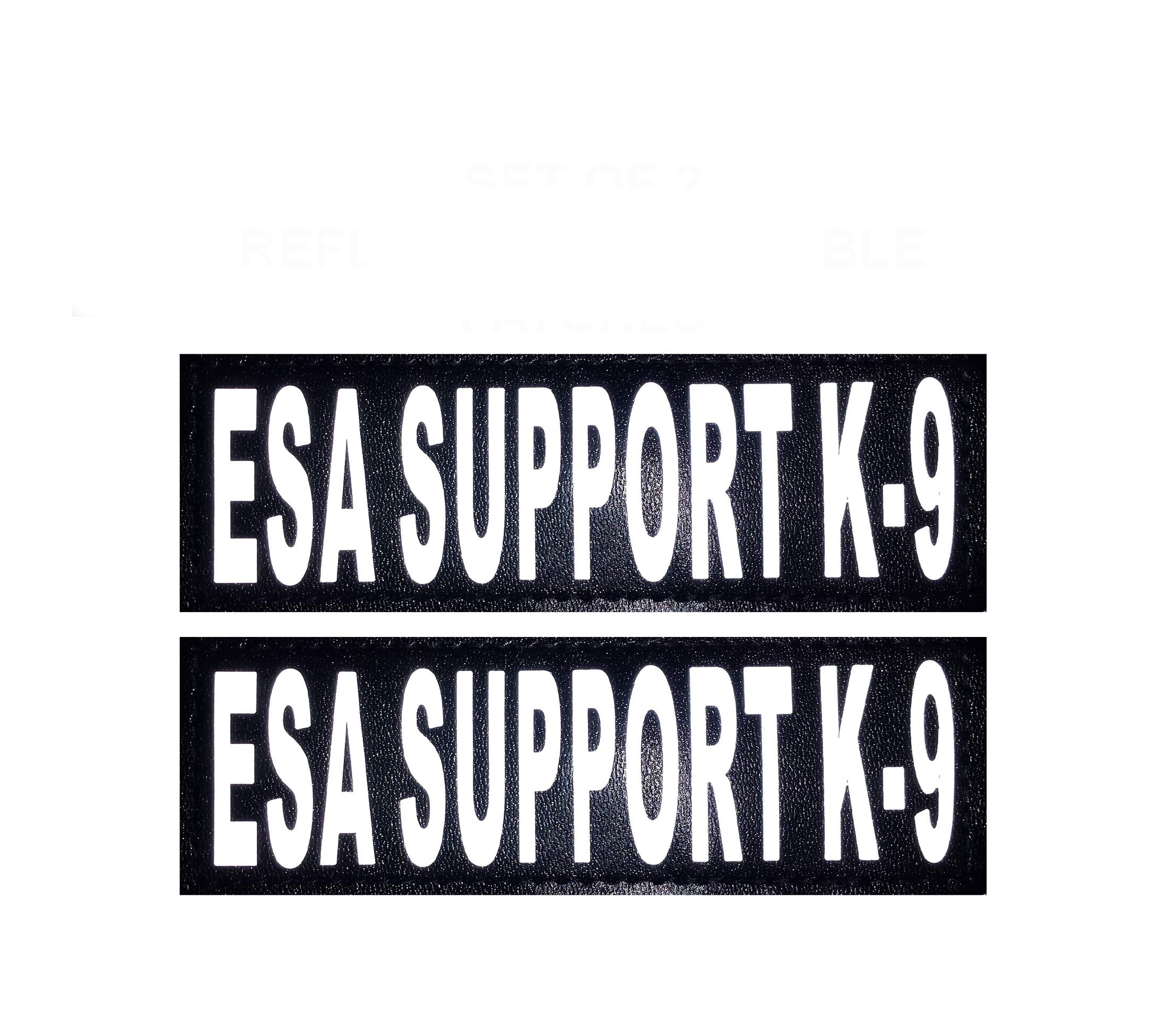 Doggie Stylz Set Of 2 Reflective Esa Support K-9 Removable Patches With Hook Backing For Working Dog Harnesses & Vests. Durable 