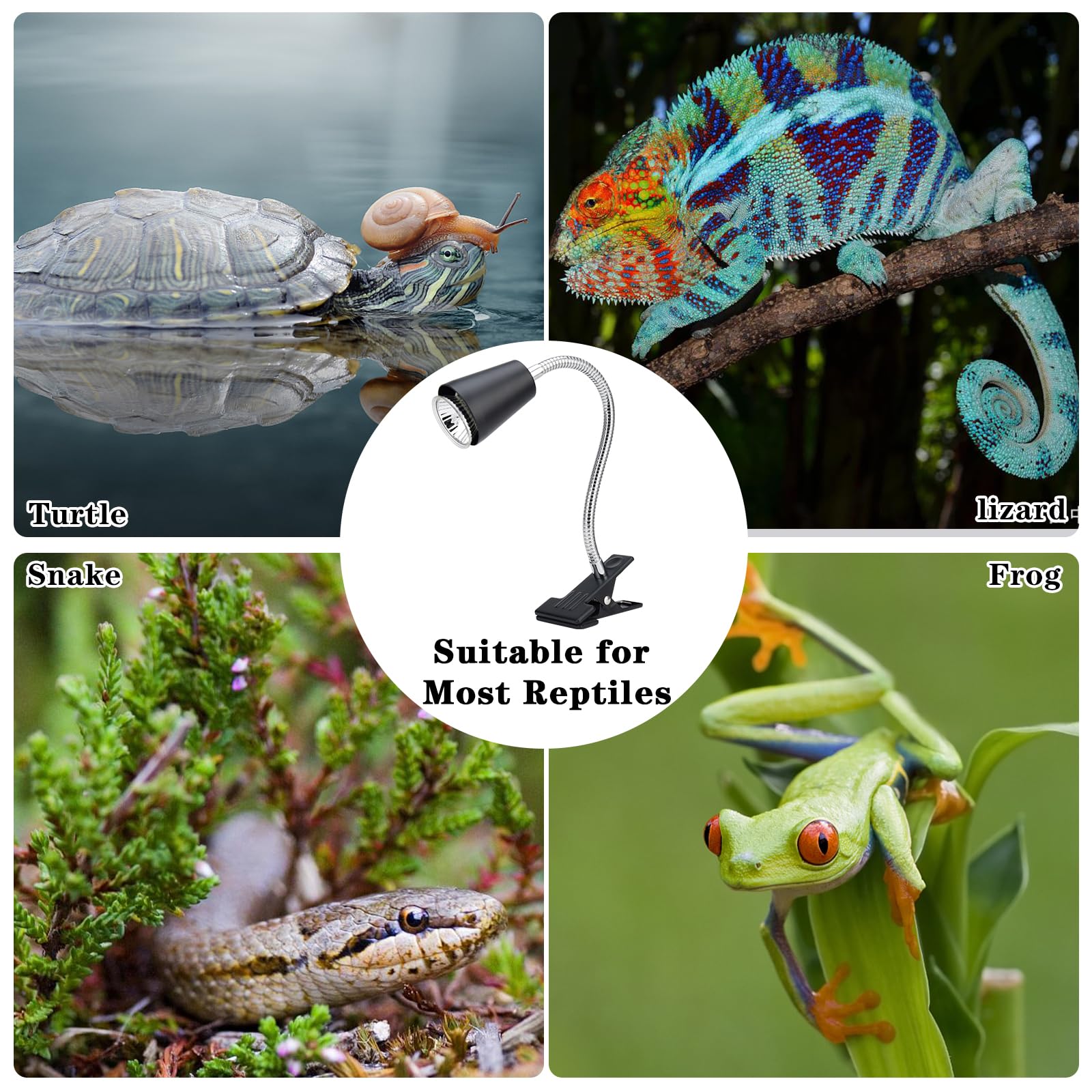 Zjnbmtfy Reptile Heat Lamp,Uva/Uvb Reptile Light,360 Rotatable Clip,Turtle Heating Lamp With Clamp,Reptile Basking Light For Rep