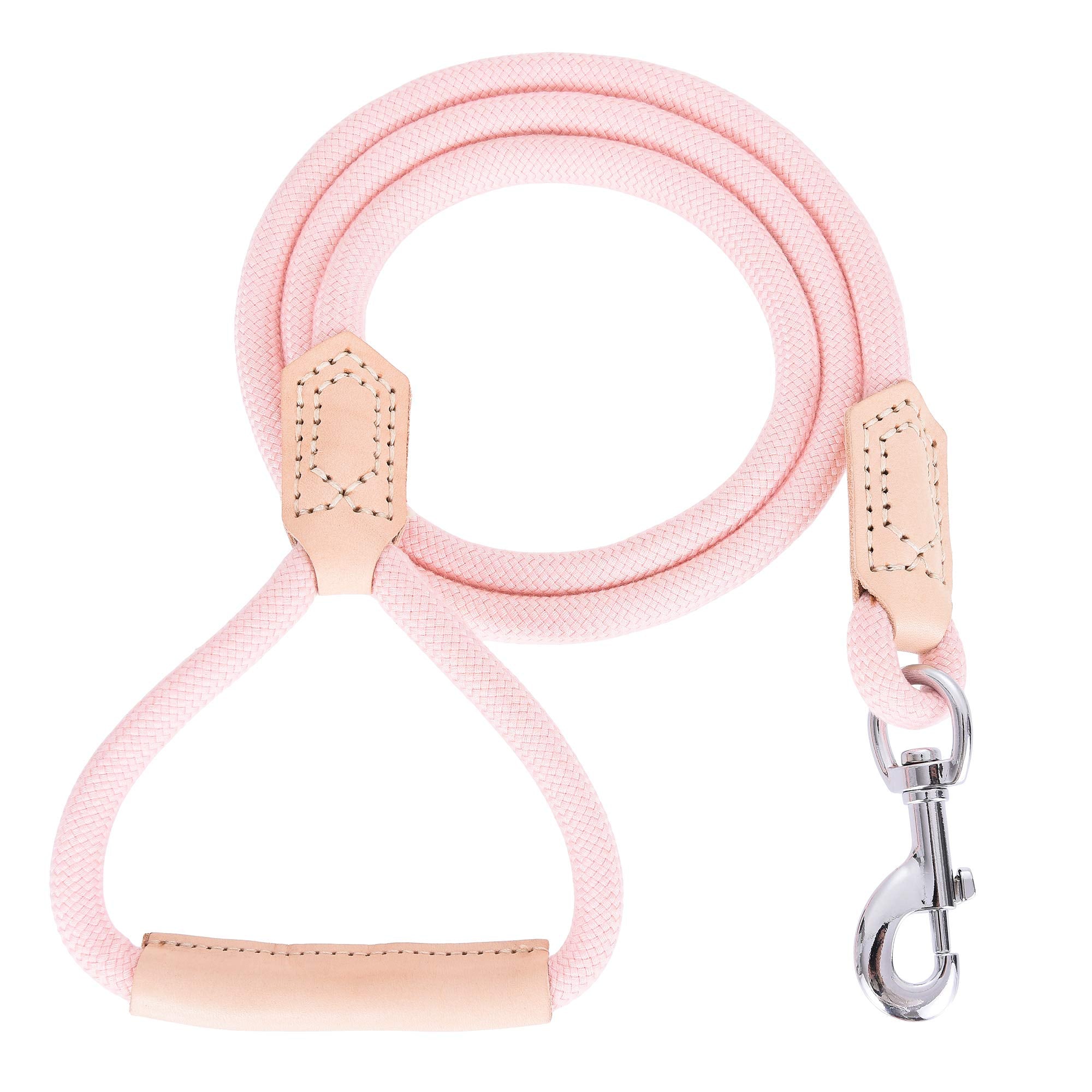 Mile High Life | Premium Leather Dog Leash | Strong Rope Leash | Leather Handle | Zinc Alloy Strong Clasp | Small Medium Large D