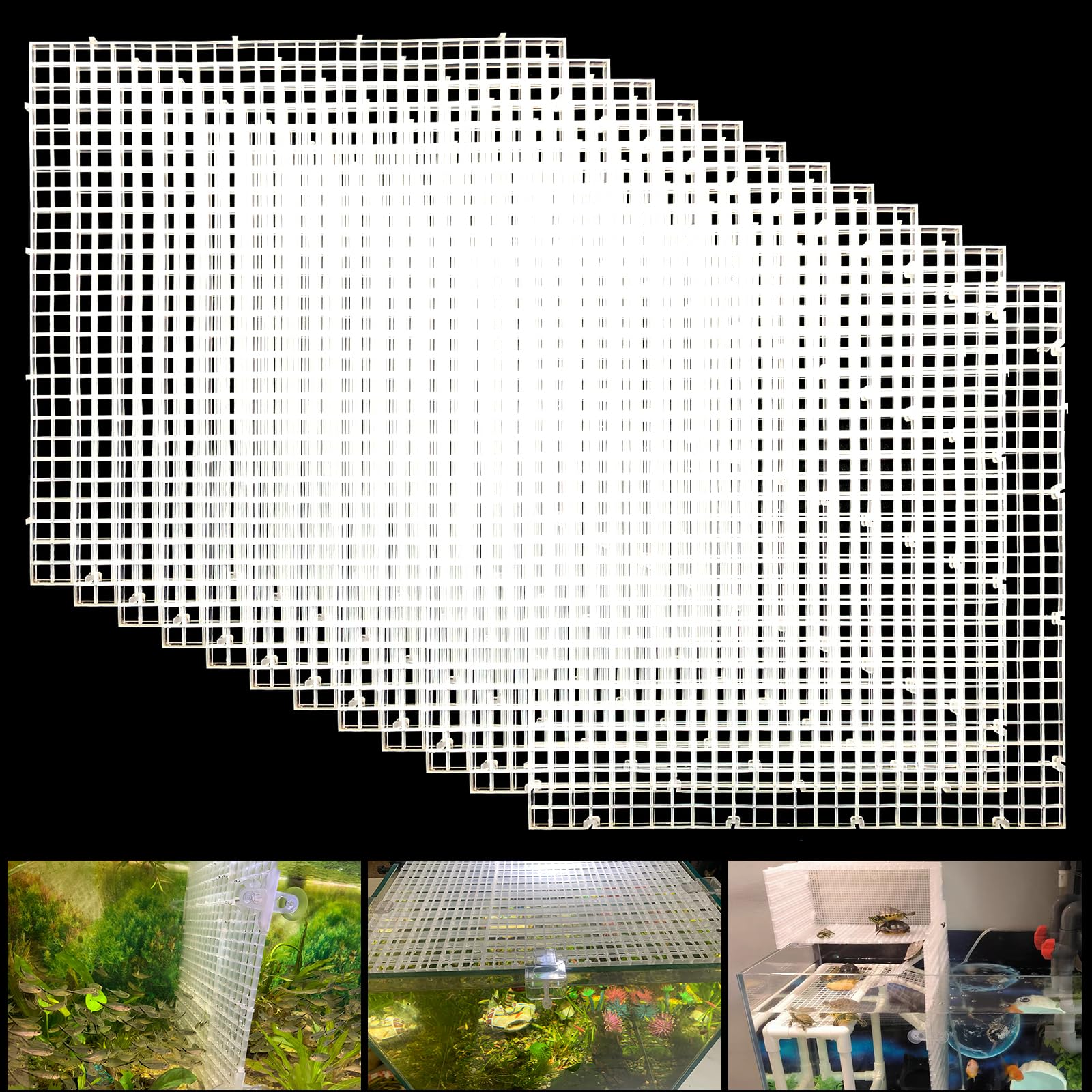 Weramics Adjustable Aquarium Fish Tank Divider Filter Bottom Plastic Grid Fish Tank Isolation Board Egg Crate Tray(White, 12Pcs 