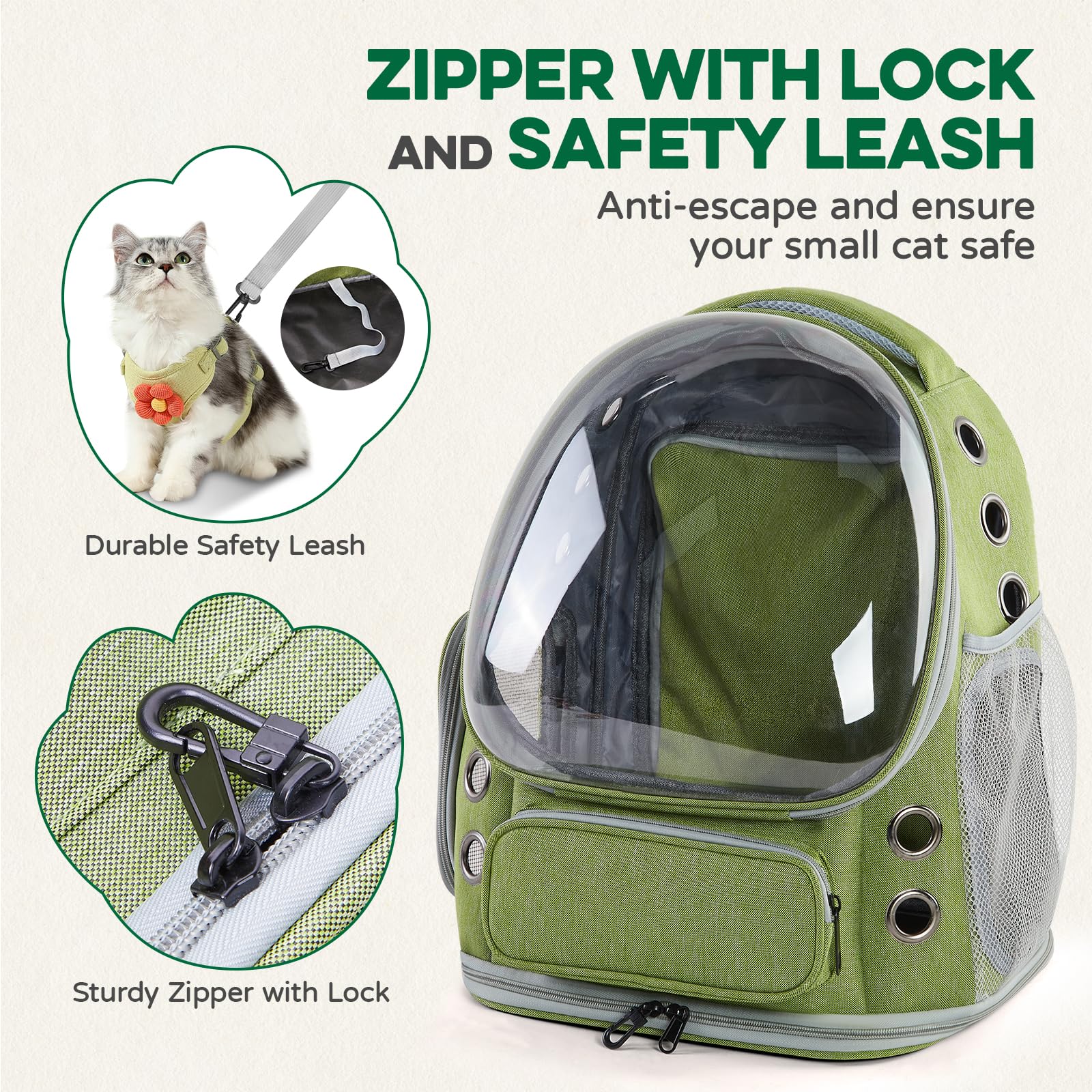 Evermow Cat Backpack Carrier, Bubble Expandable Cat Carrier For Cats Or Small Dogs Up To 15Lbs, Airline-Approved, Large Space &