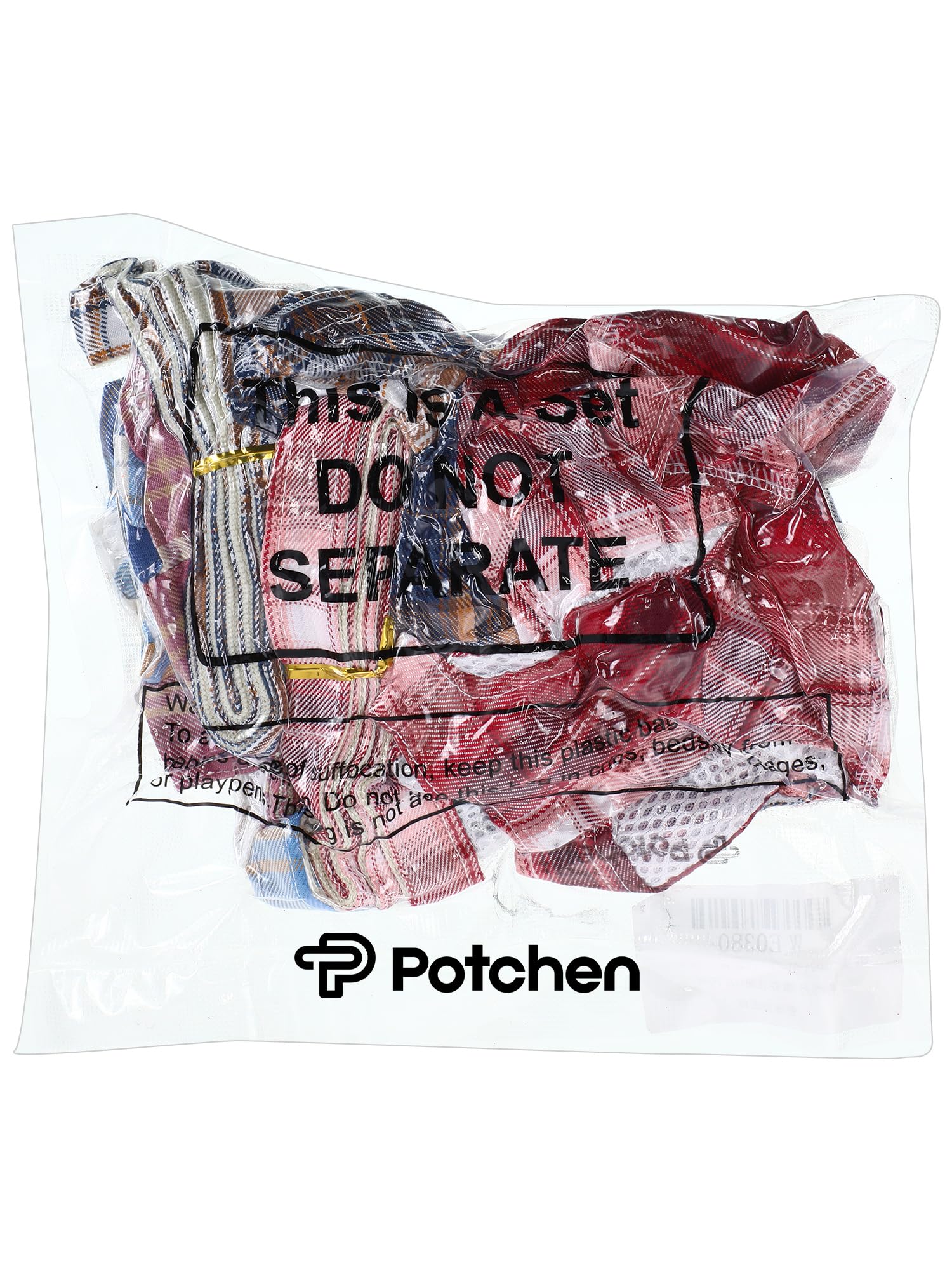 Potchen 4 Pcs Plaid Dog Dress Bow Tie Harness Leash Set Harness Dress For Small Dogs Cute Dog Pet Girl Puppy Summer Clothes For Female Summer Bunny Rabbit Clothes Yorkie Chihuahua Training Walking (S)