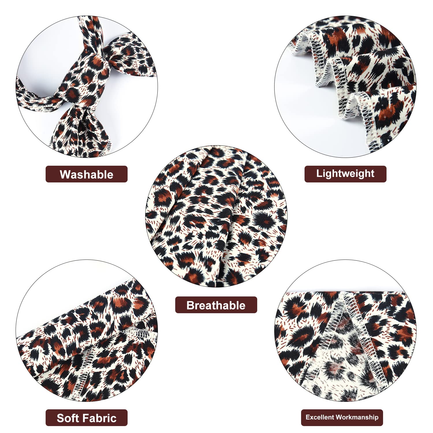 E-Clover Dog Bandanas & Matching Scrunchie Set Leopard Dog Bandana Bibs Washable Kerchief Scarf For Puppy Small Dogs & Owner