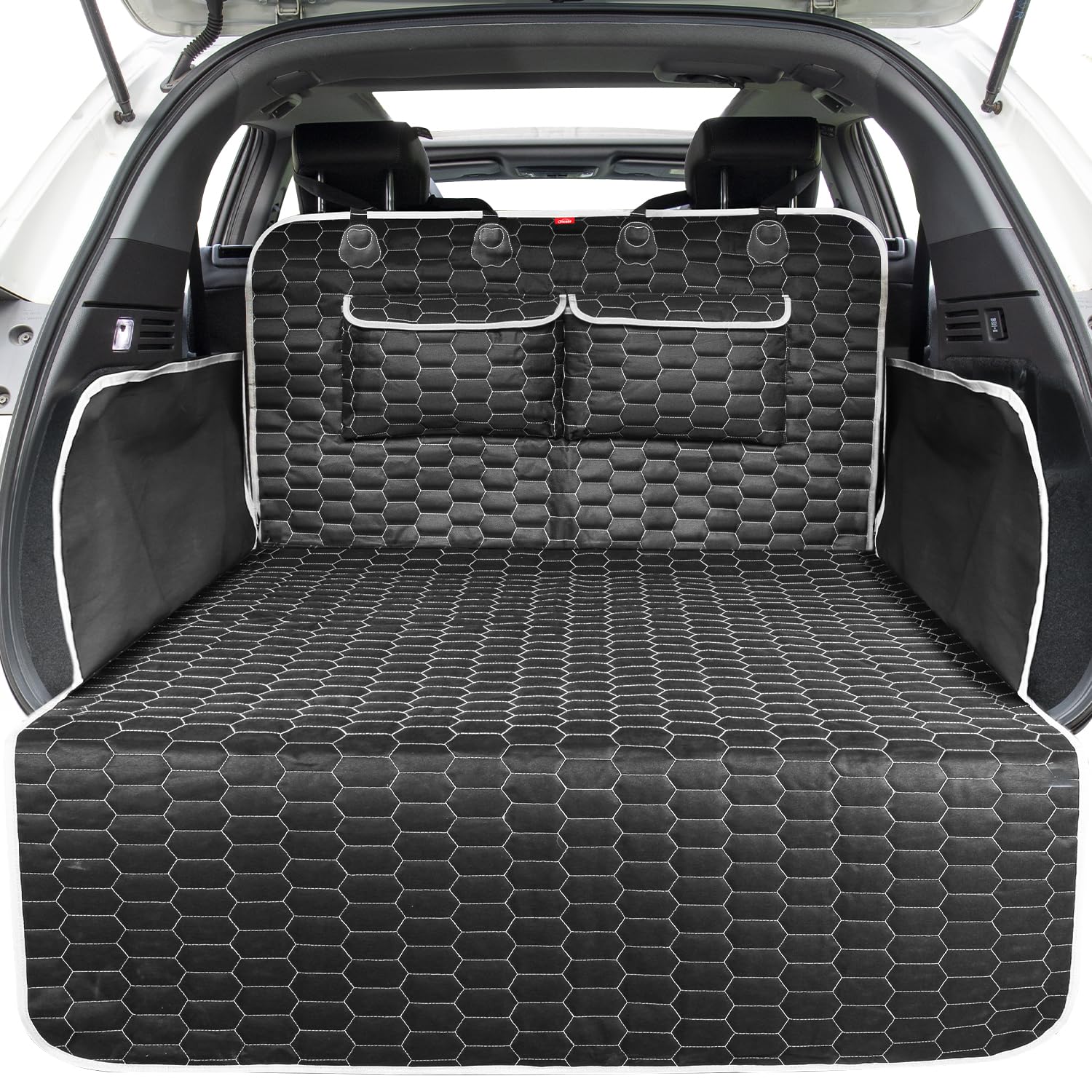 Oasser Suv Cargo Liner For Dogs, Waterproof Cargo Cover Pet Trunk Mat With Bumper Flap Protector 2 Large Pockets (Black, L With Side Flaps 40.5'' X 72.8'')