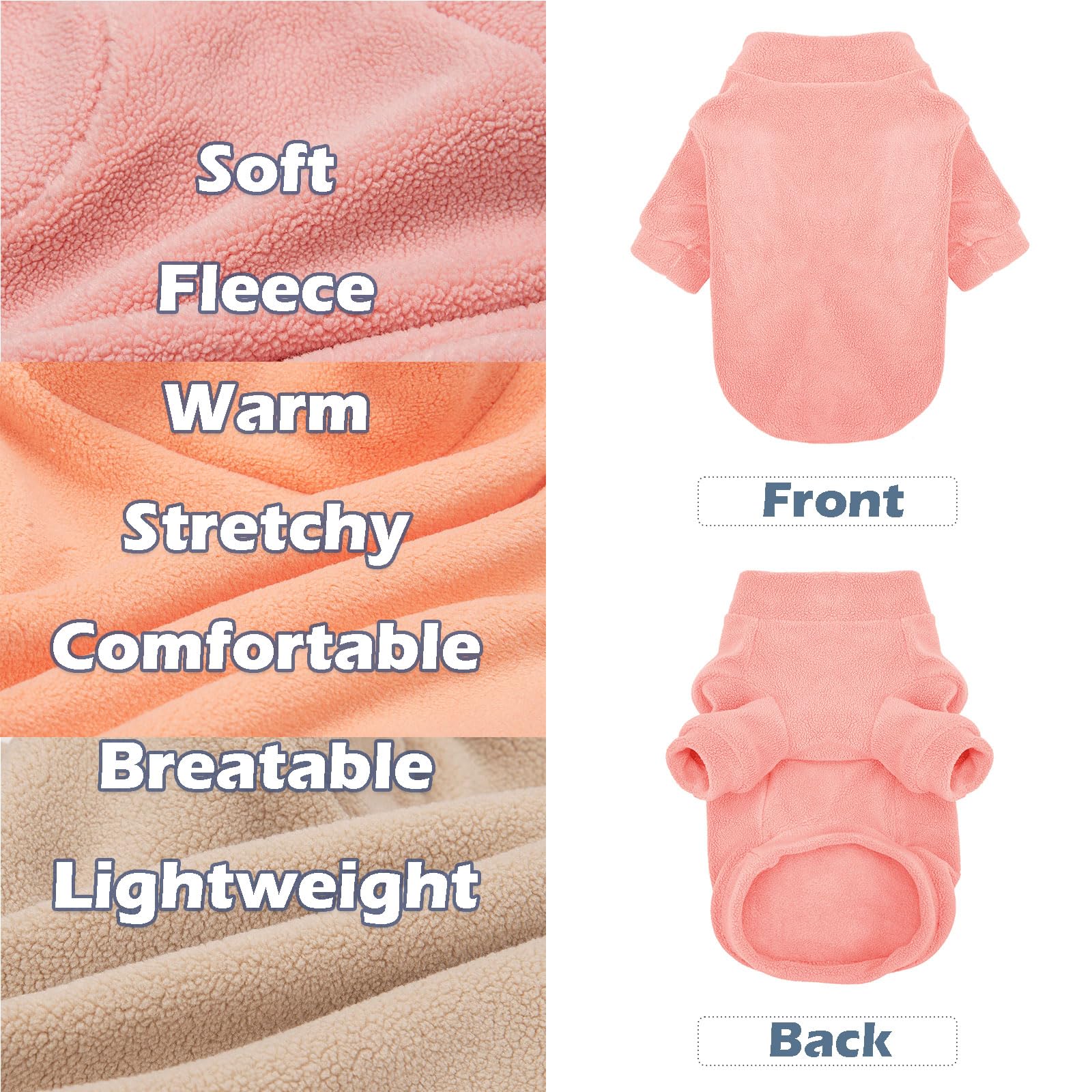 GYALAPERI Dog Sweater, 3 Pack Dog Sweaters for Small Dogs Girl Boy, Ultra Soft Warm Puppy Clothes Coat for Winter (Peach+Lt Came