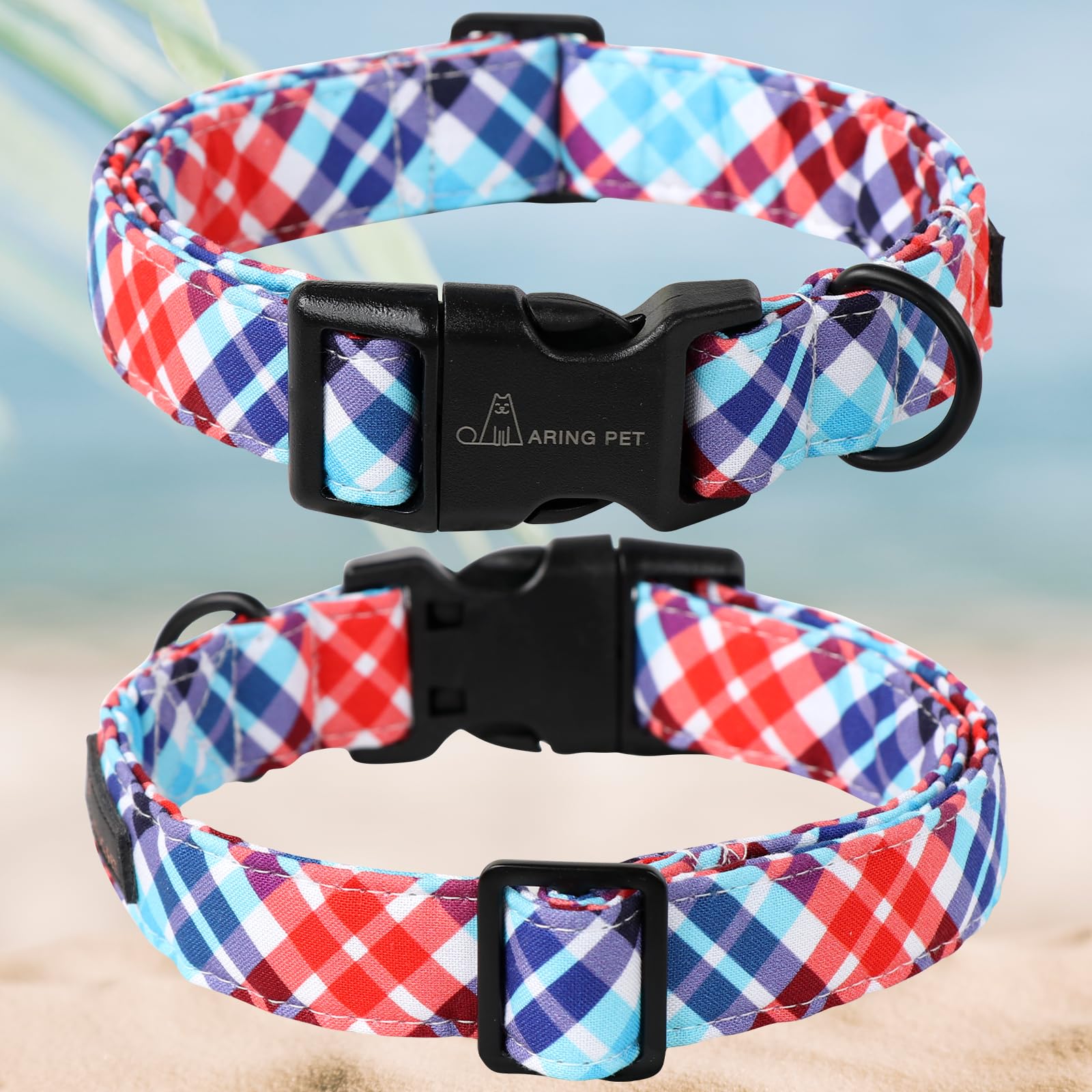 Aring Pet Plaid Dog Collar-Cute Dog Collar For Small Dogs, Adjustable Cotton Pet Collars Puppy Collar For Small Medium Large Boy