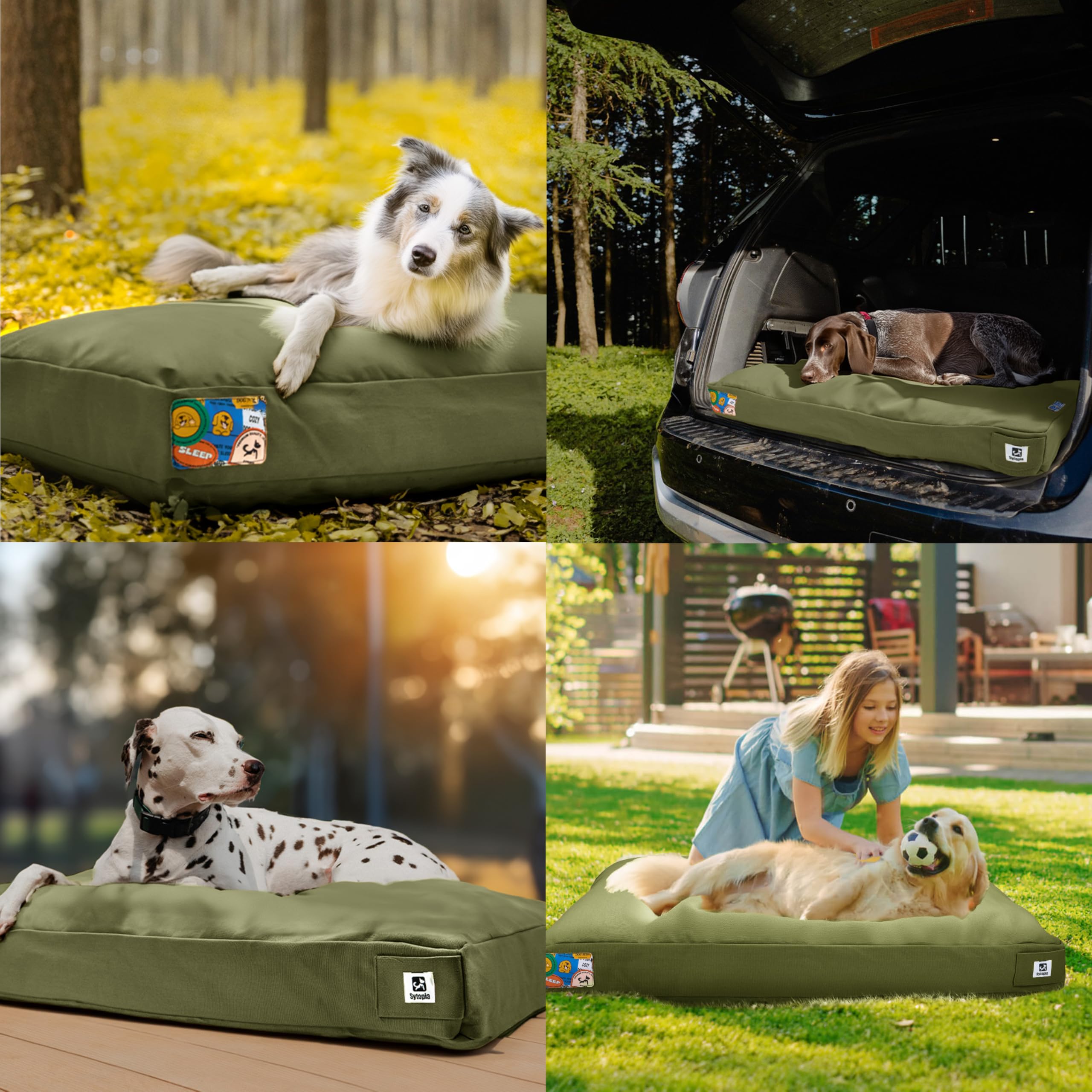 Sytopia 42-Inch Canvas Outdoor Dog Bed - Chew-Proof, Waterproof & Washable With Removable Cover, Ideal For Medium & Large Dogs -